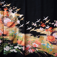 Load image into Gallery viewer, Sakura Collection Fabric: Black Orange Cranes Flying | MA01-09