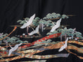 Load image into Gallery viewer, Premium Fabric: AP9-08 White Cranes Flying With Golden Strips of Fabric