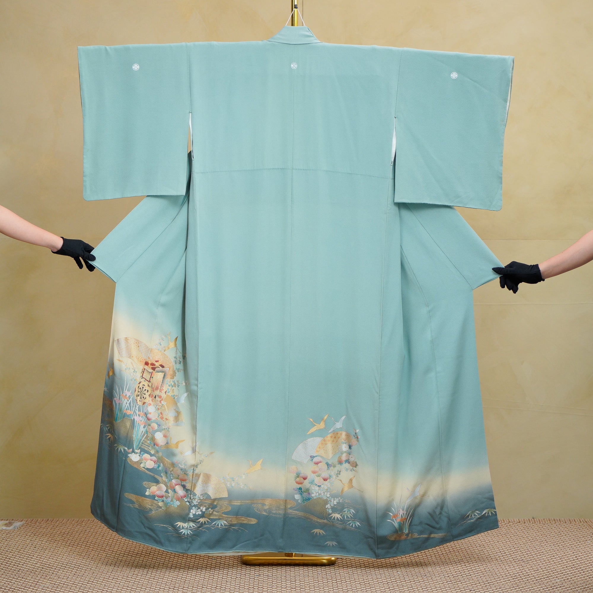 Premium Chiku Fabric: 0714_09 | The Skylark | Teal and GOLD omg