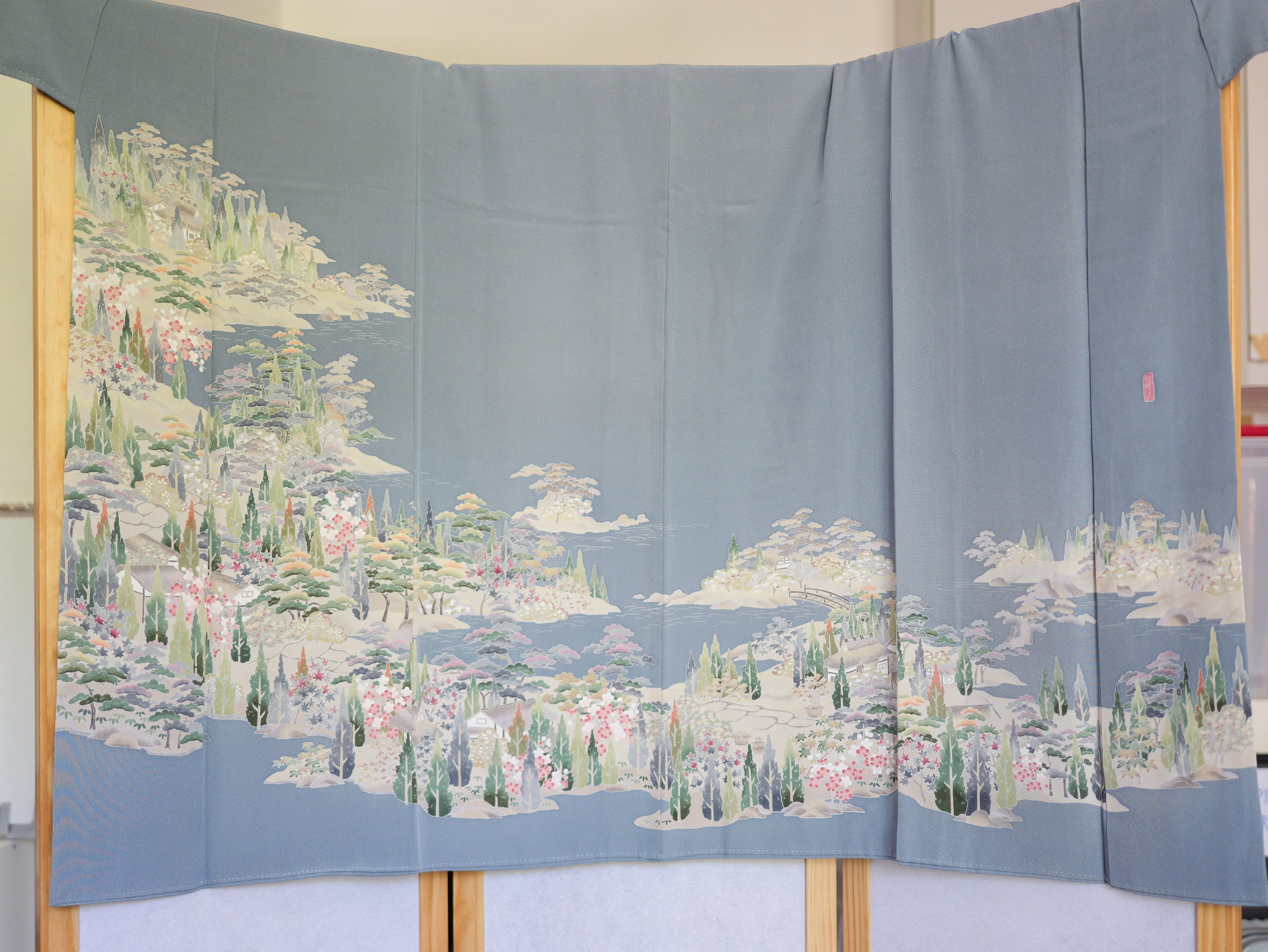 Sakura Collection Fabric: AP9-01 Teal Islands with Sakura