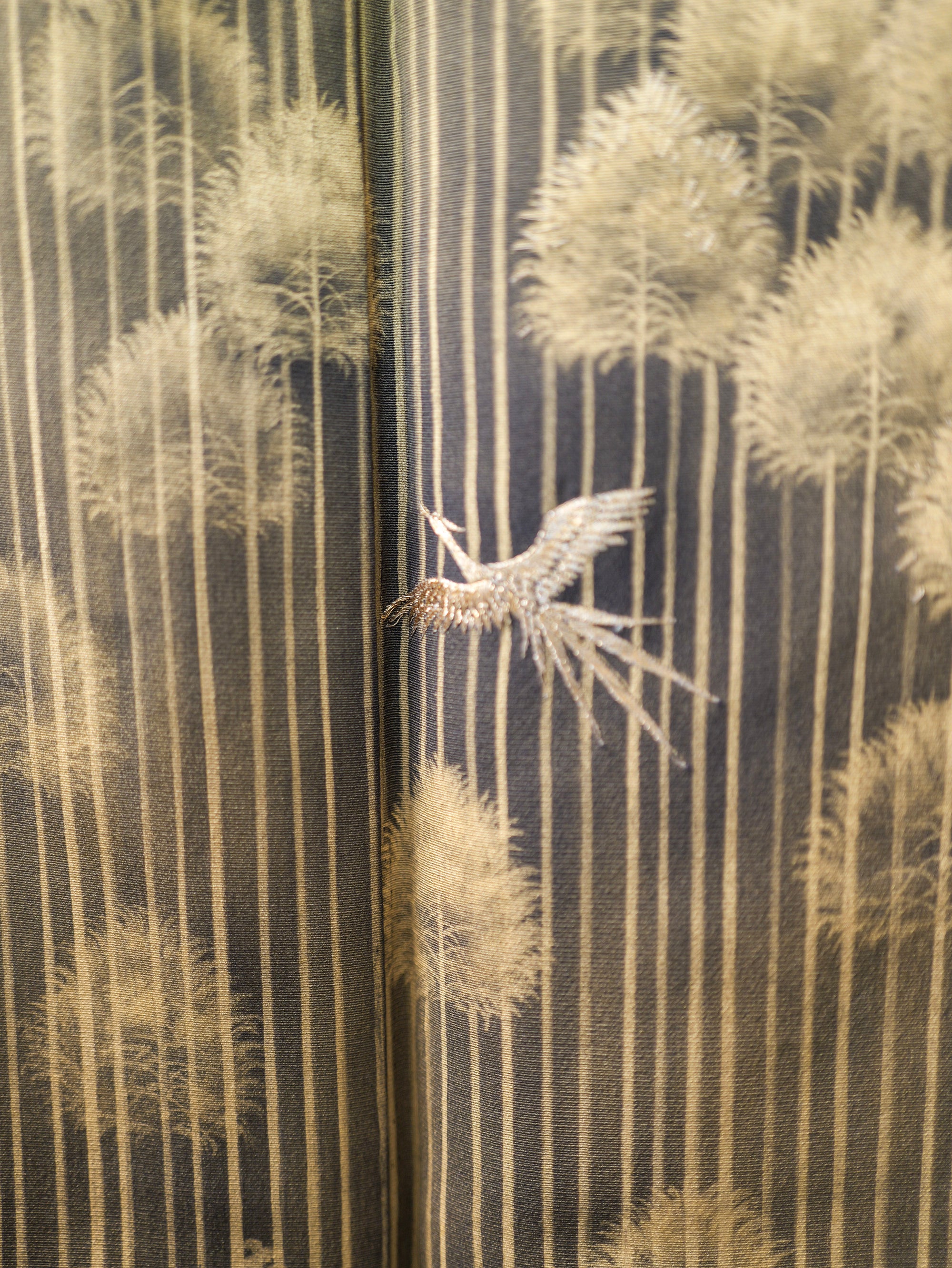 NALB (No Art Left Behind) Fabric: AP9-03 Black with Gold Crane Among The Trees