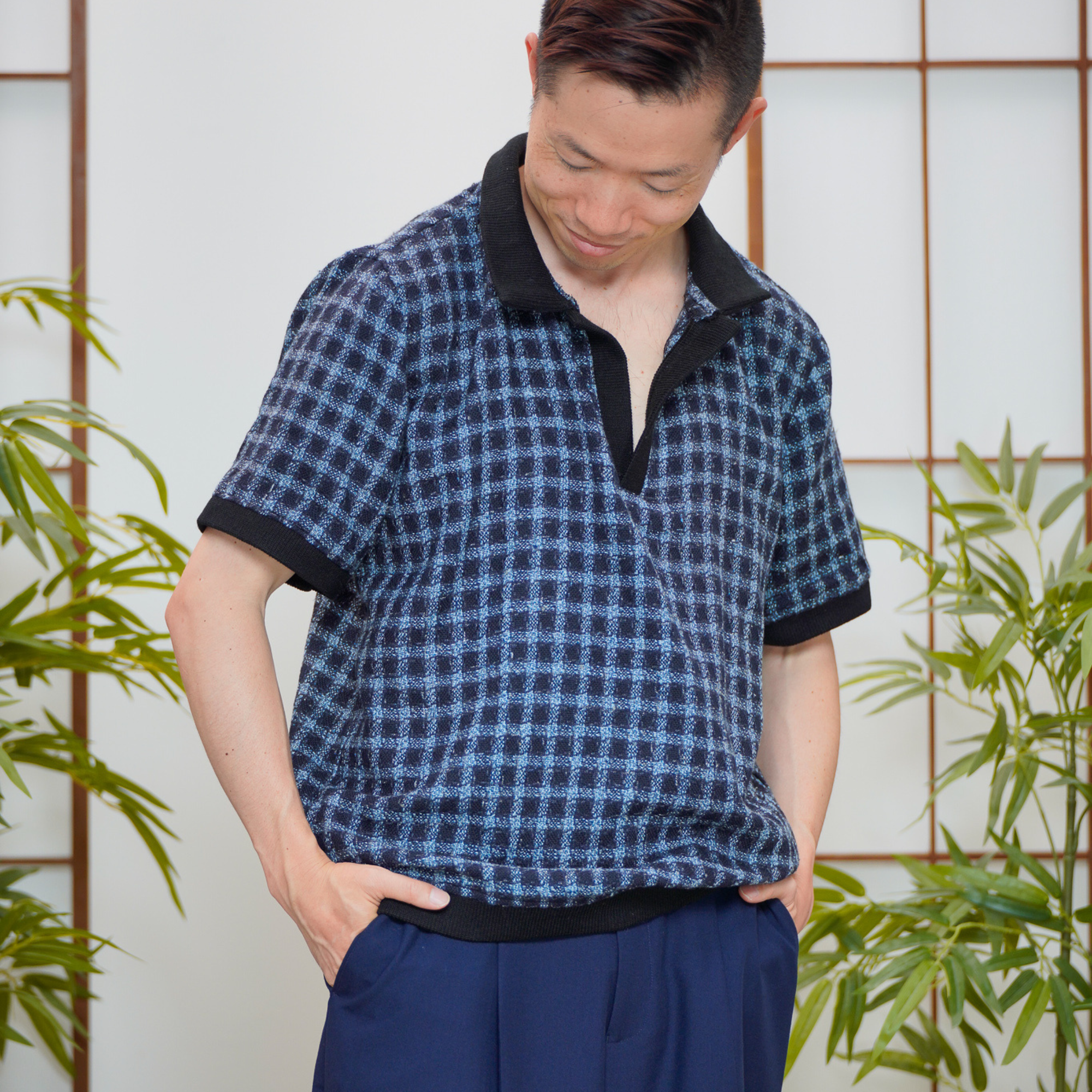 On-hand item: Tweed Relaxed Polo | Checkered Blue