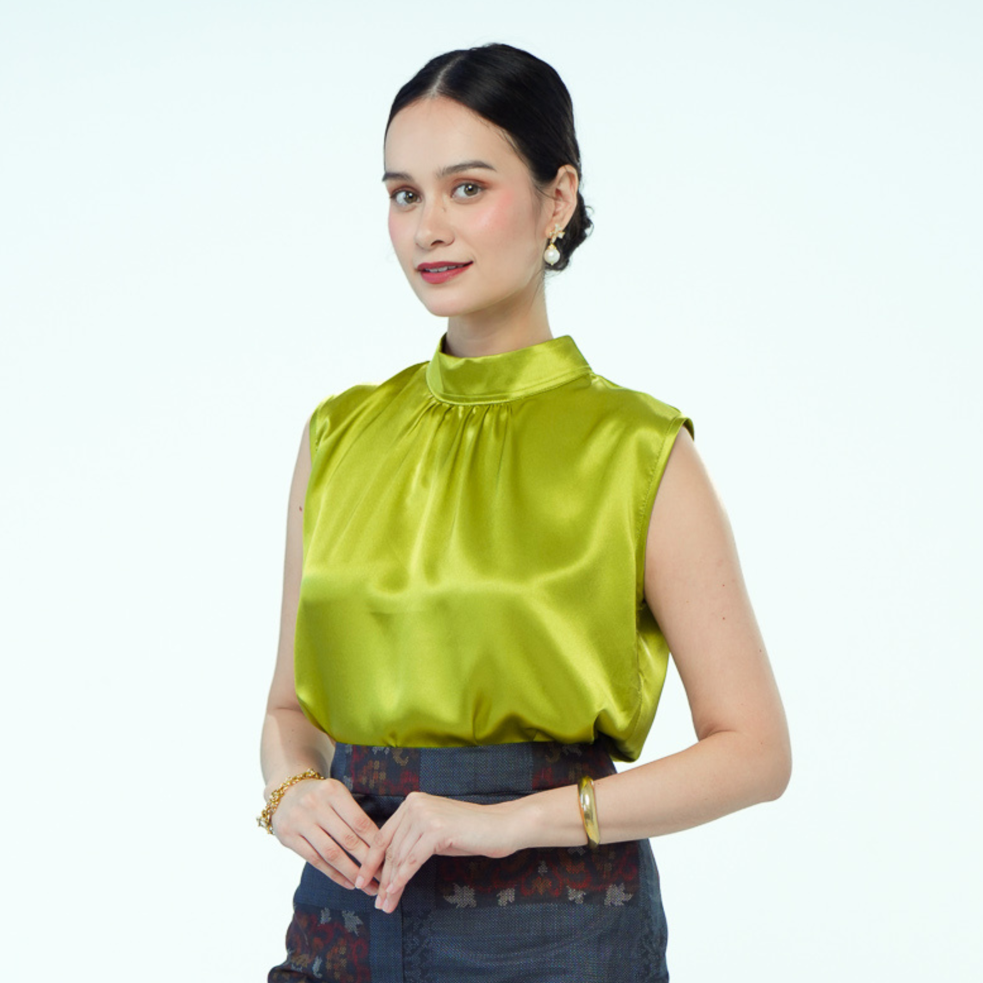 On-hand item: Citron yellow Silk Cotton Halter neck top
