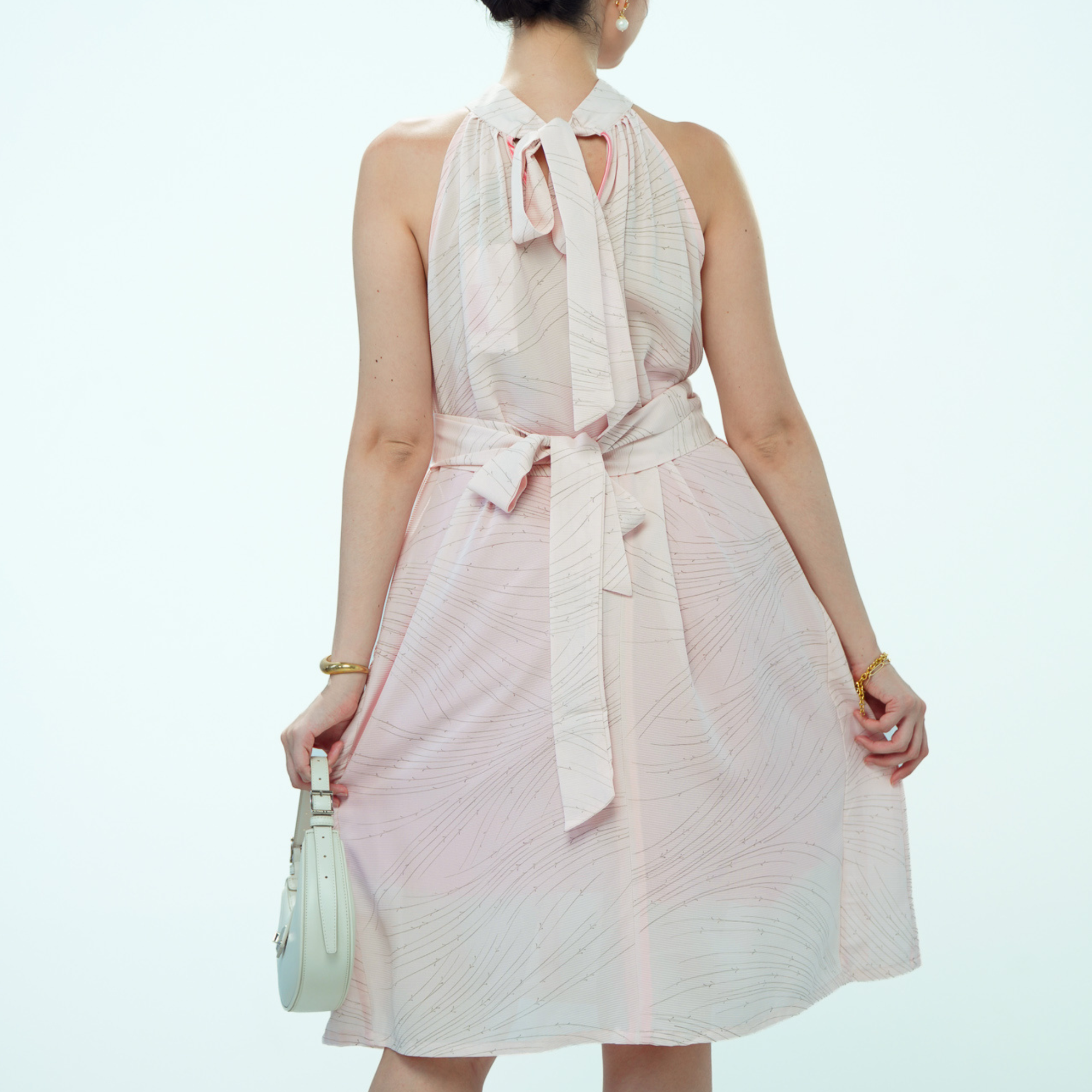 Premium On-hand: Light Pink Seethrough Halter Dress | HD6635