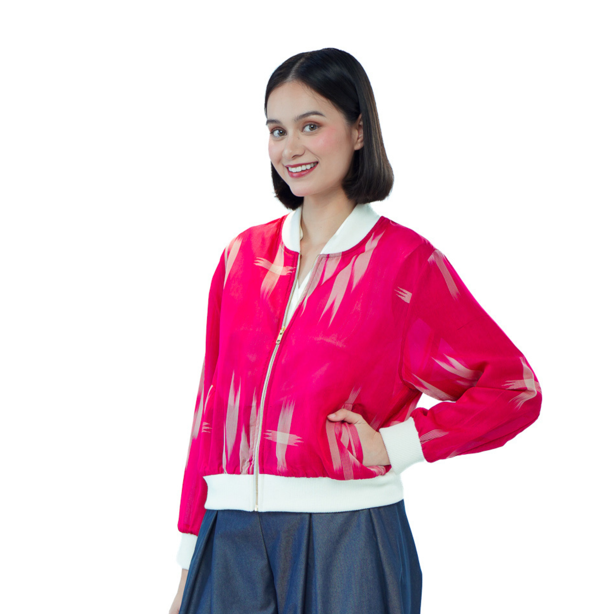 Premium On-hand: Red see-through Bomber Jacket | BJ7733M | XLB