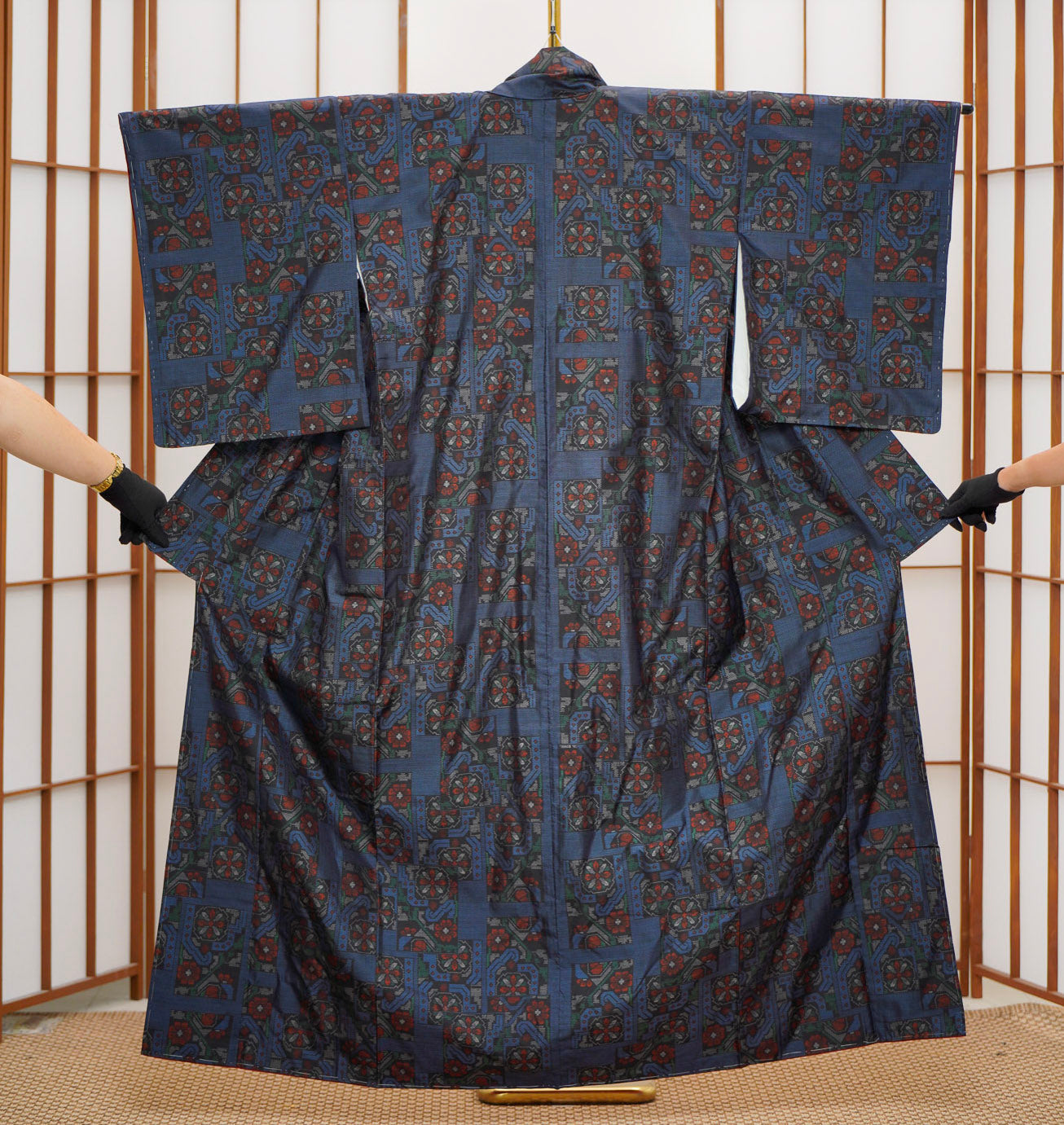 Premium Oshima Fabric: Samurai blue_0625_07 | Majestic Pattern