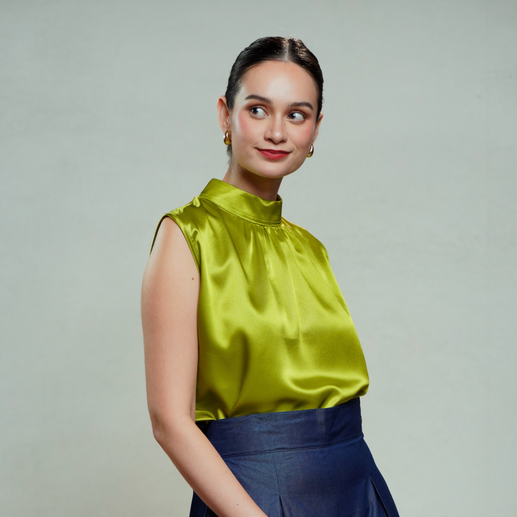 On-hand item: Citron yellow Silk Cotton Halter neck top