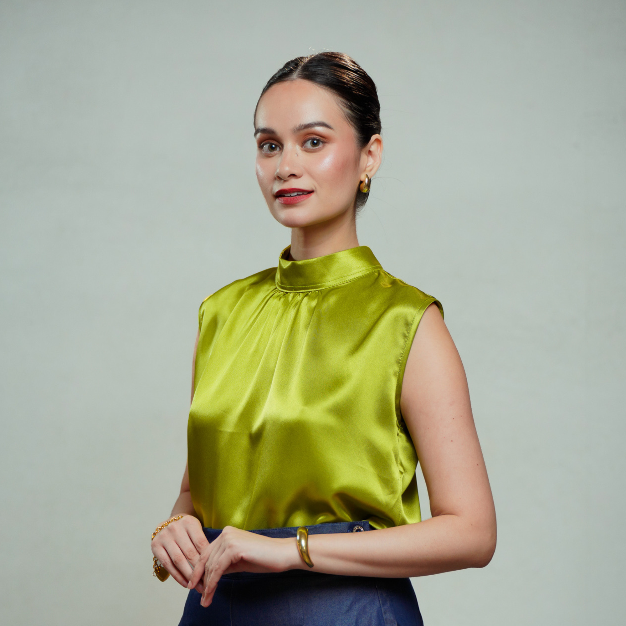 On-hand item: Citron yellow Silk Cotton Halter neck top