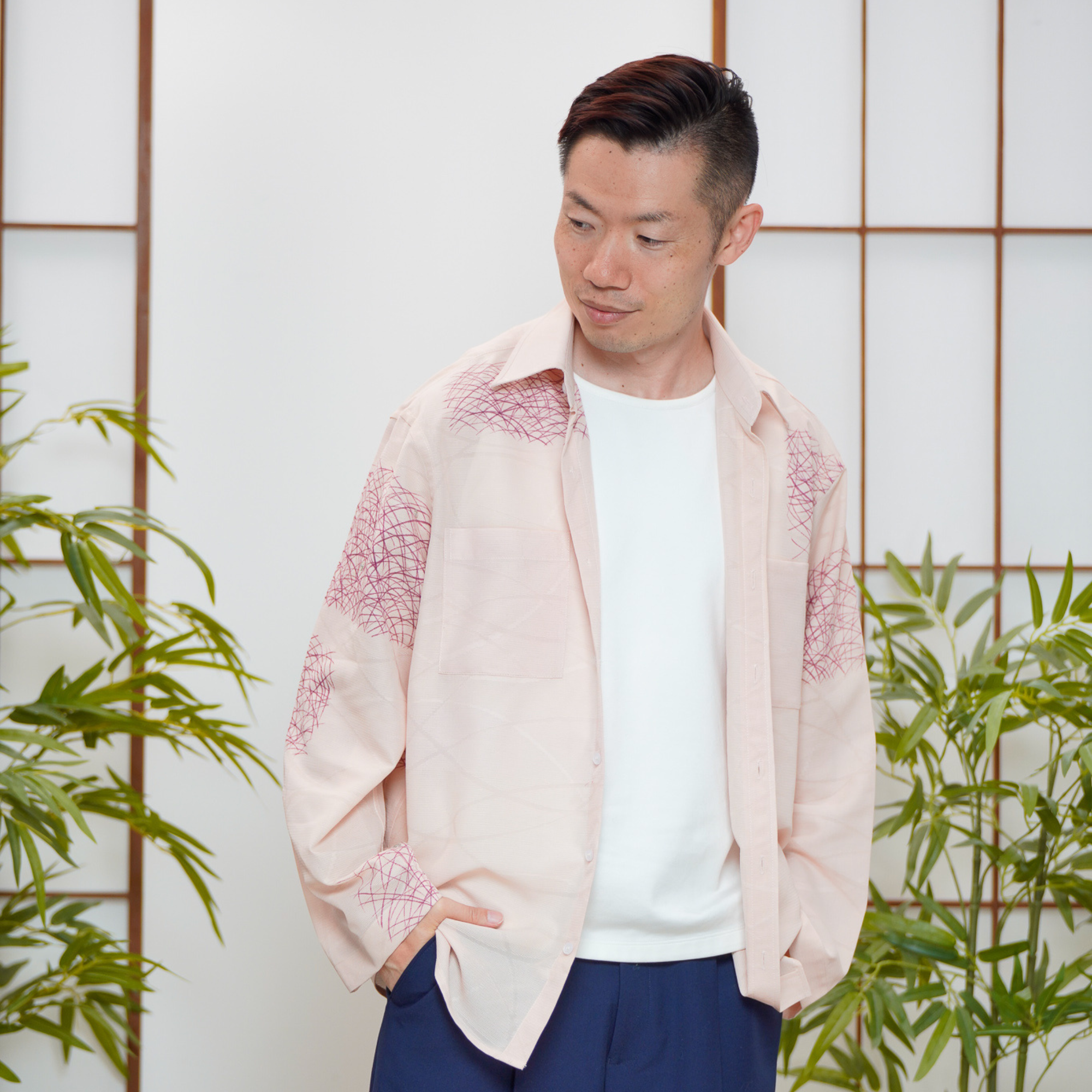 On-hand item: See through Dress shirt for Men | Pink