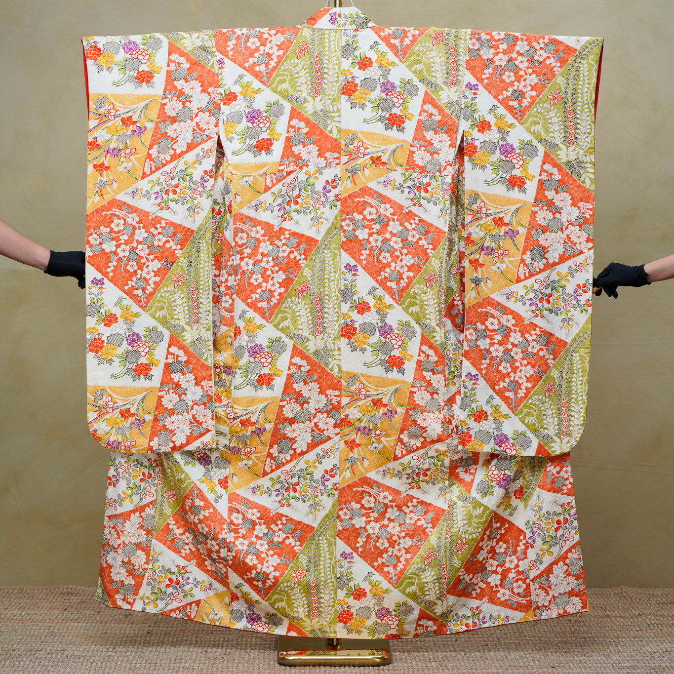 Premium Chiku Fabric: 0729_09 | Orange-Green