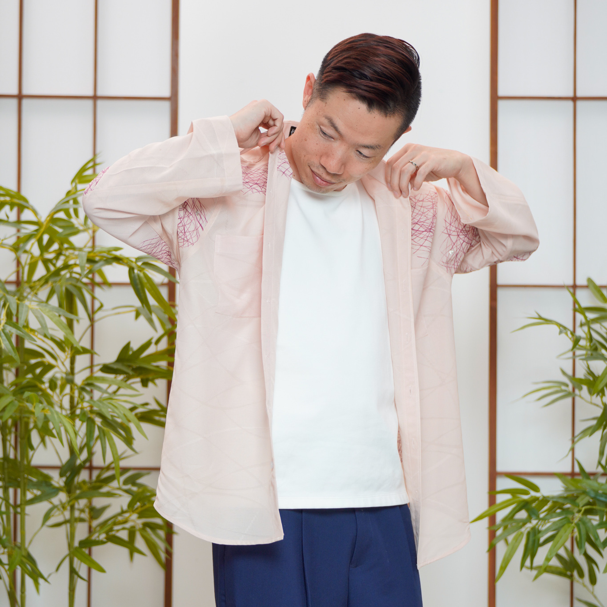 On-hand item: See through Dress shirt for Men | Pink