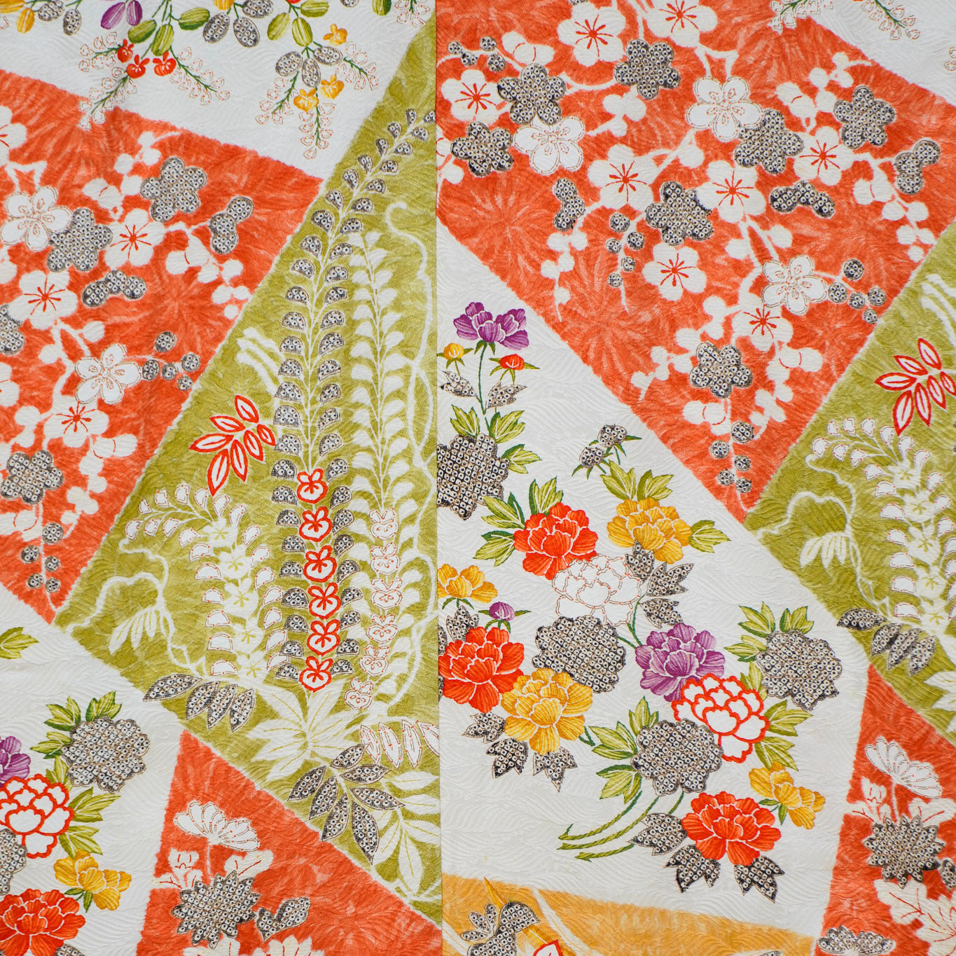 Premium Chiku Fabric: 0729_09 | Orange-Green