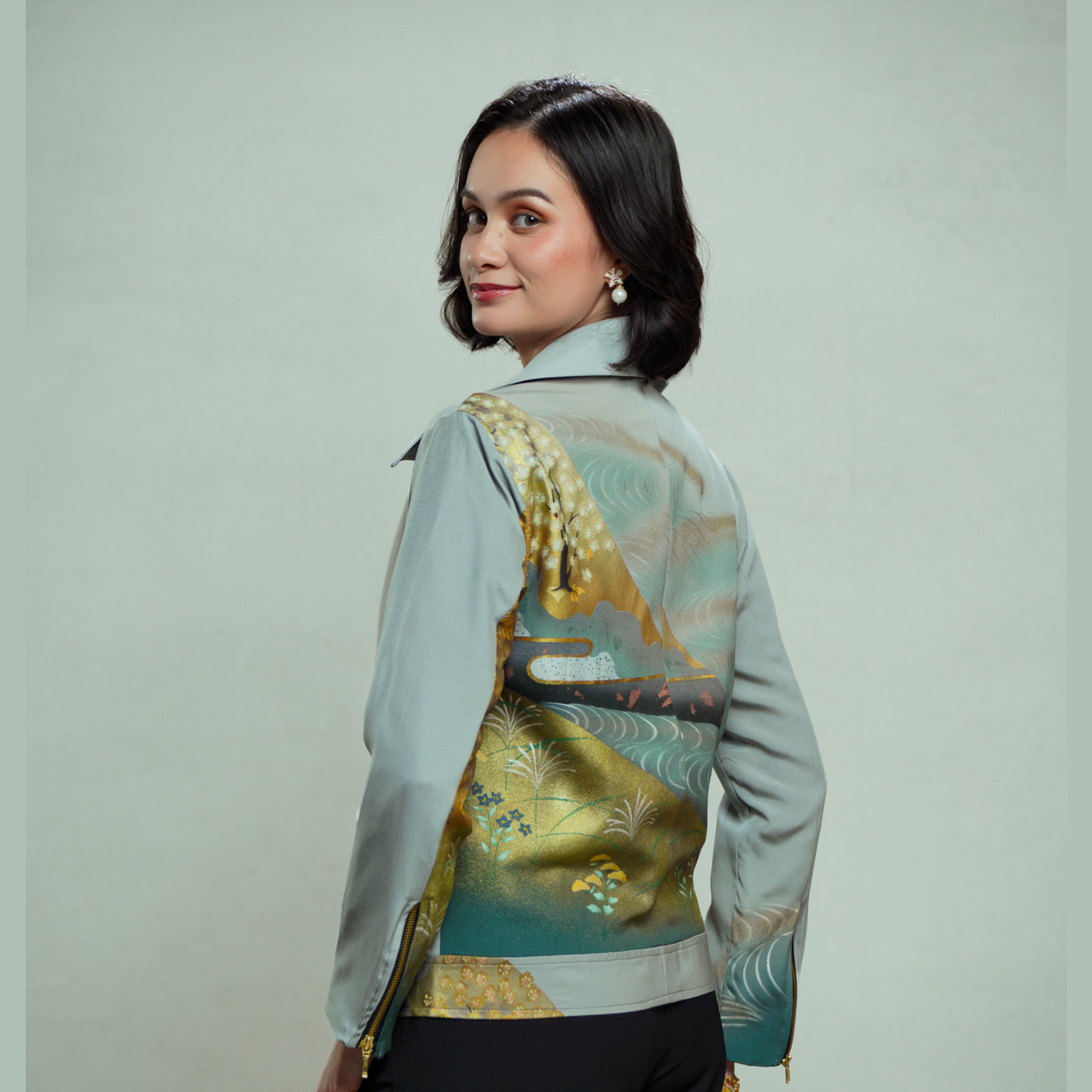 🎉🎉On-hand: Cashmere Cotton Biker Jacket | Green