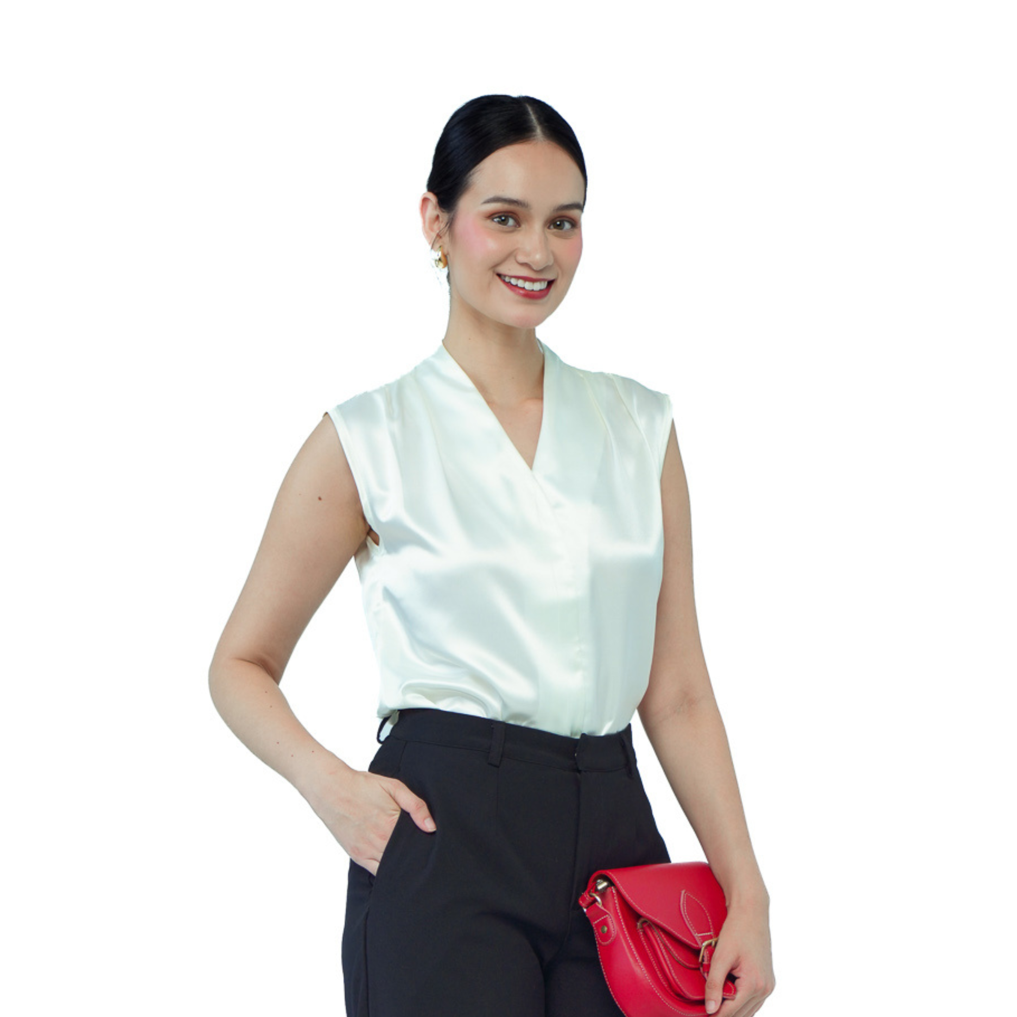 On-hand item: White Silk Cotton High neck top
