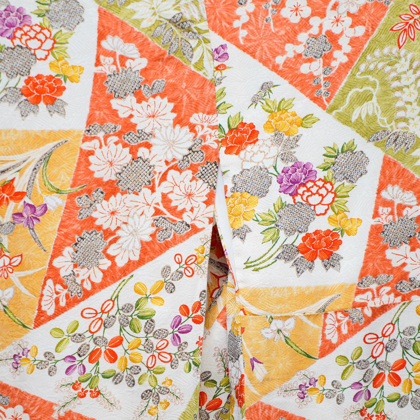 Premium Chiku Fabric: 0729_09 | Orange-Green