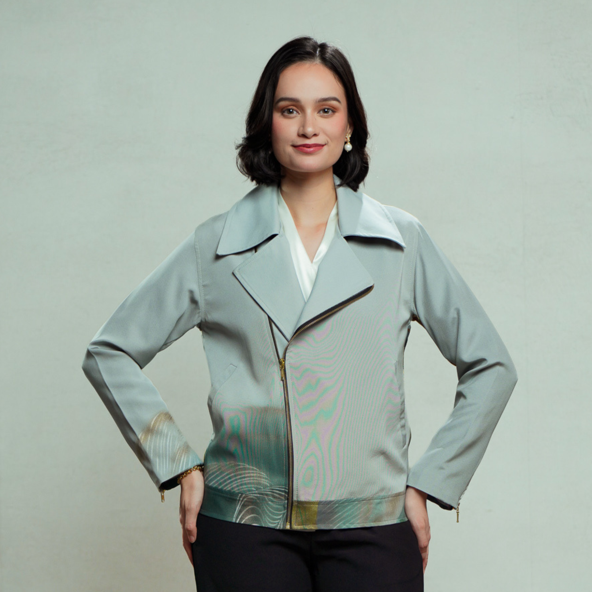 🎉🎉On-hand: Cashmere Cotton Biker Jacket | Green