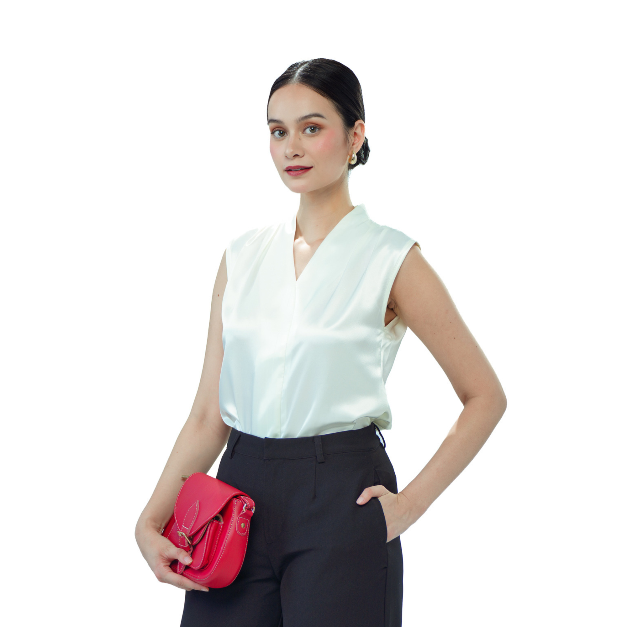 On-hand item: White Silk Cotton High neck top