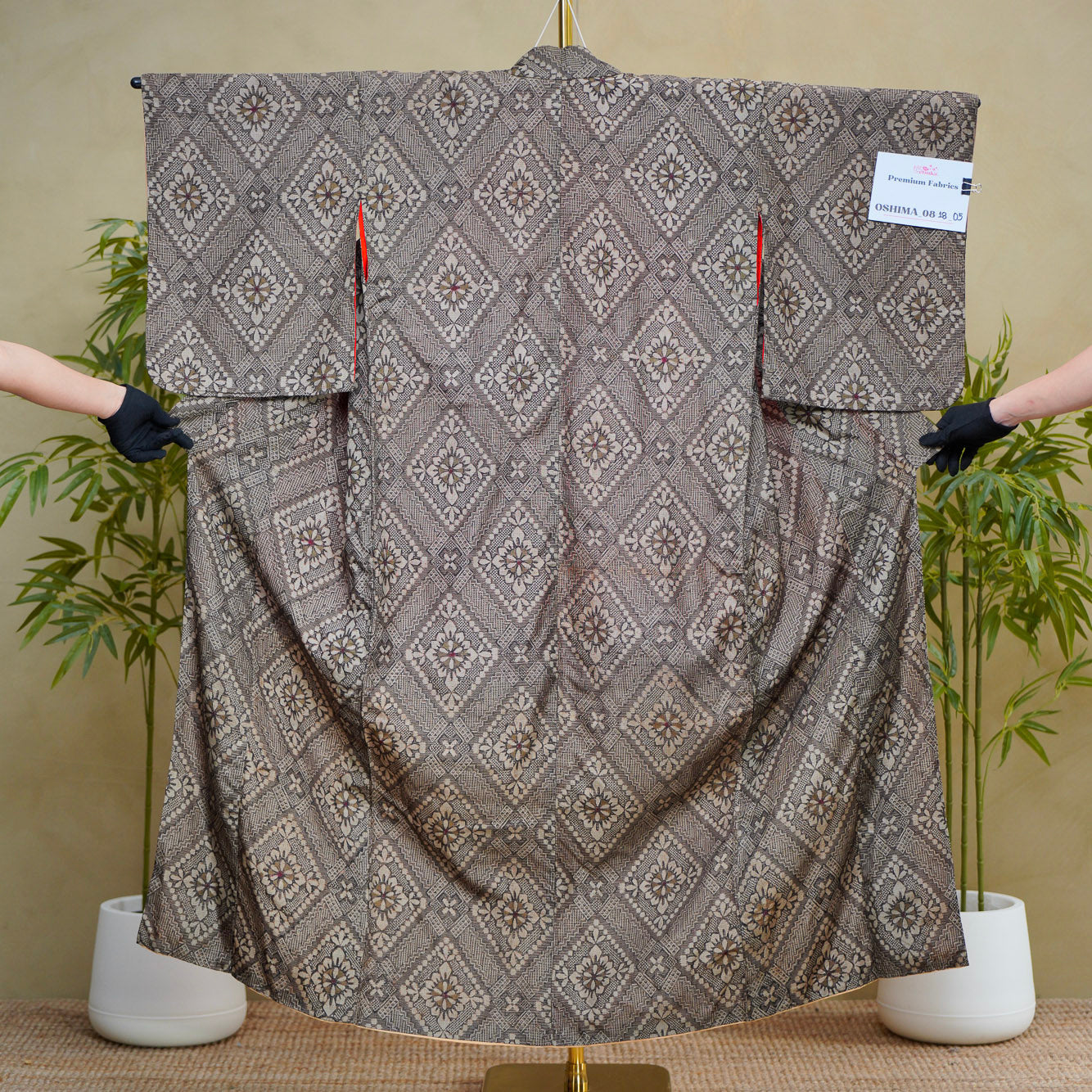 Premium Oshima Fabric: 0818_05 | Antique Silver -  Dorozome (mud dyed)!