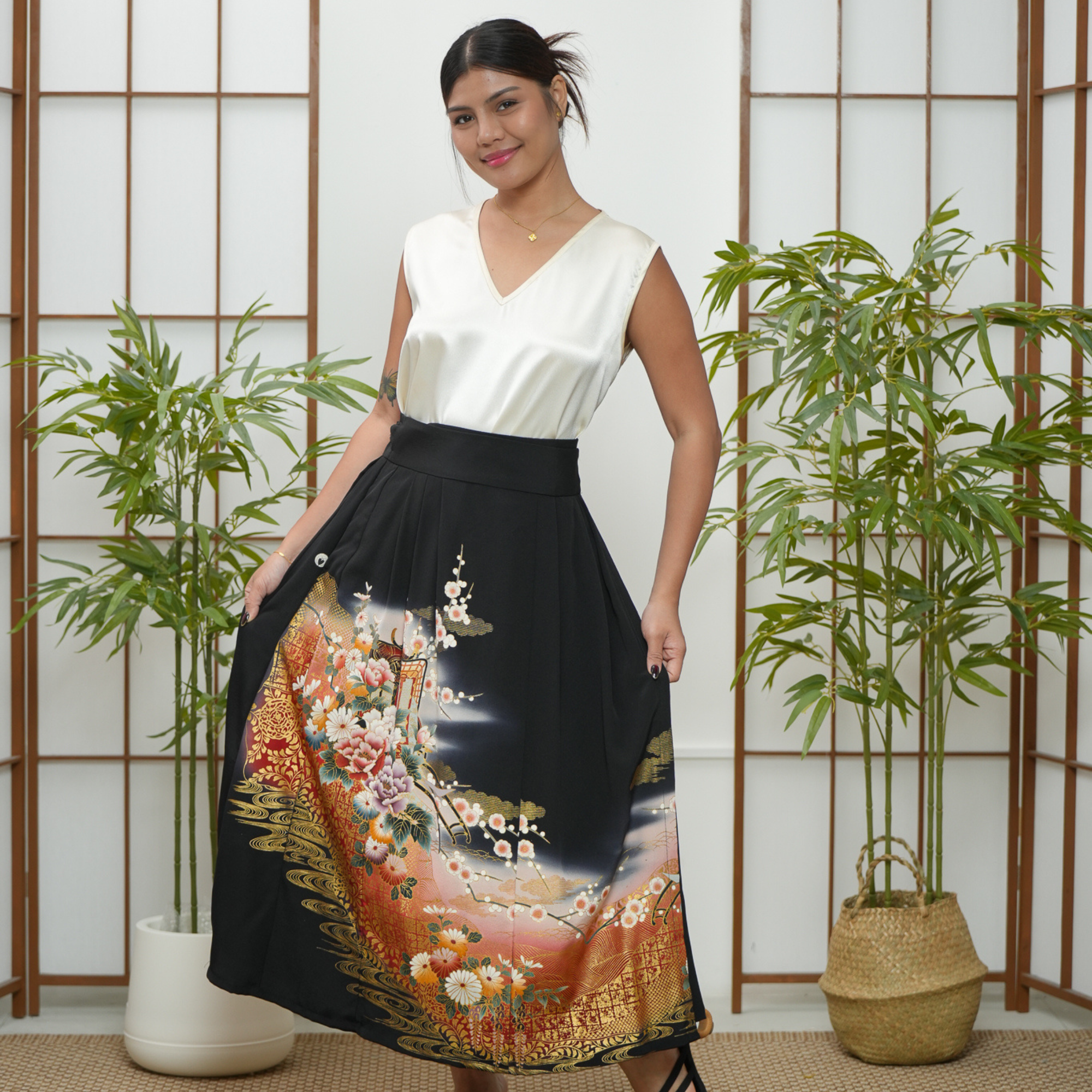 Premium On-hand: Black Hanbok Skirt | HS7745M | 1P