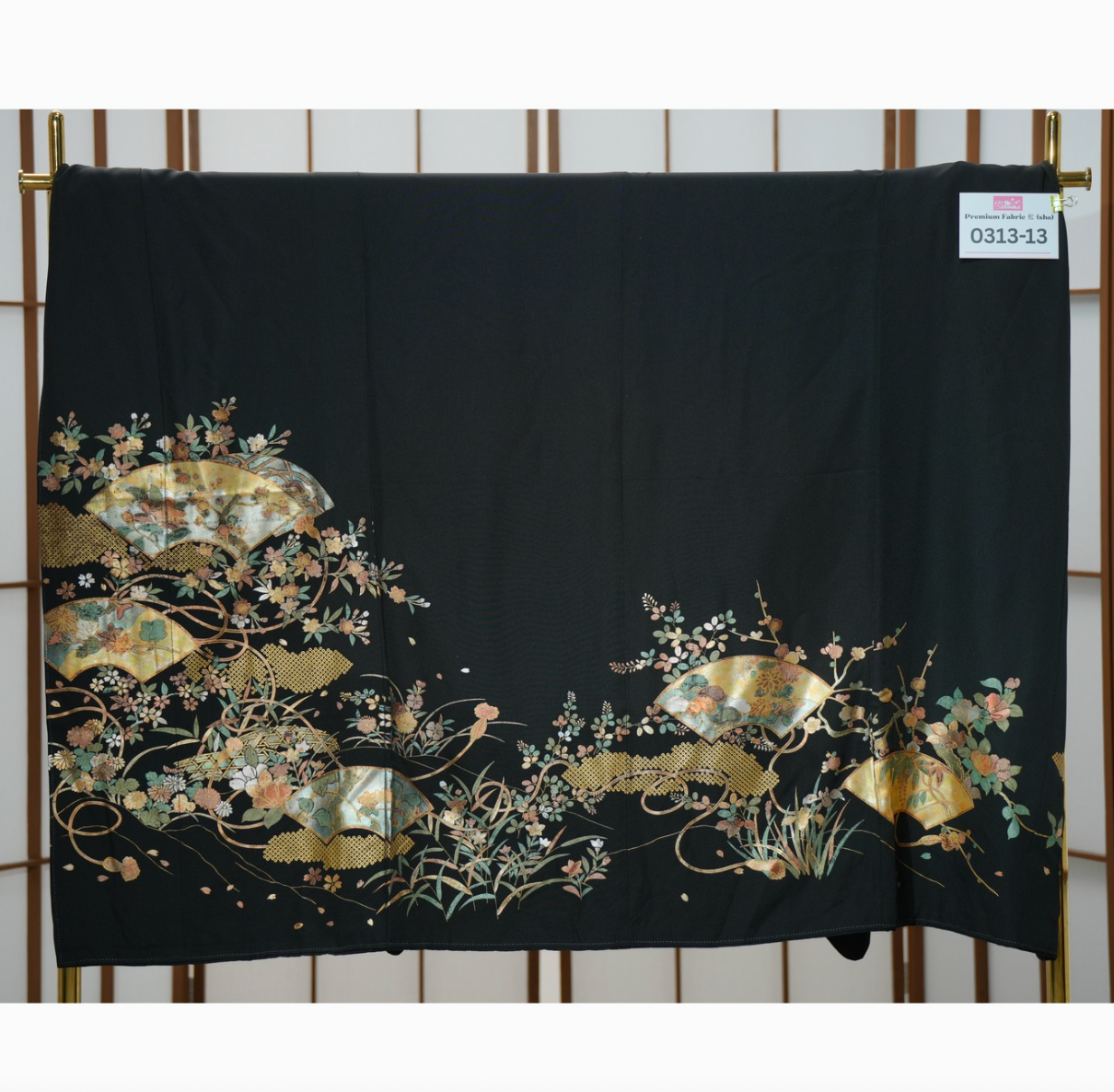 Premium Fabric SHO: 0313-13 Black gold fans