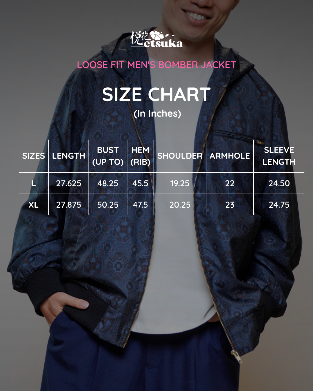 Premium On-hand: Blue Loose Fit Oshima Men's Bomber Jacket | LBJ8338M | Large