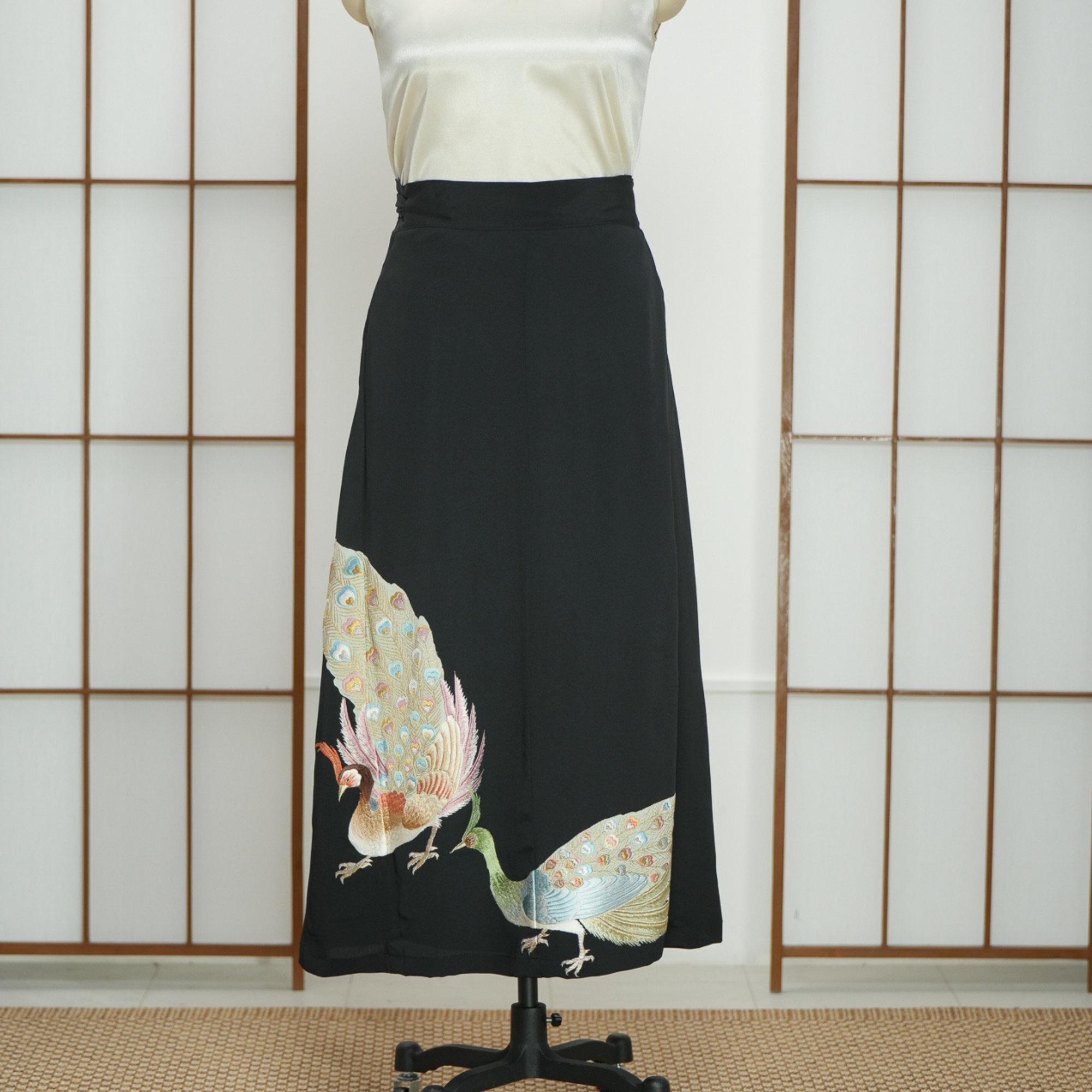 Premium On-hand: Black Wrap Skirt | WS7838Y | 2P - embroidered piece!