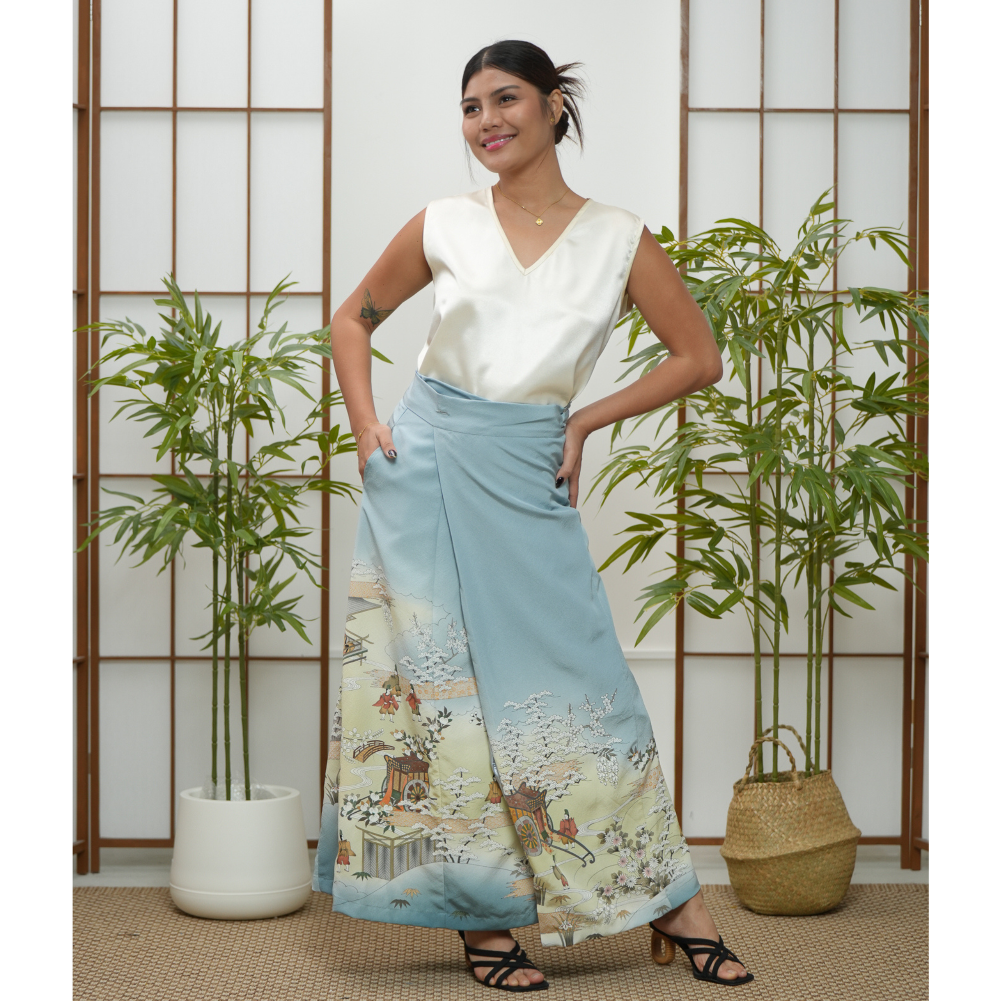 Premium On-hand: Blue Wrap Skirt | WS7143Y | 1T