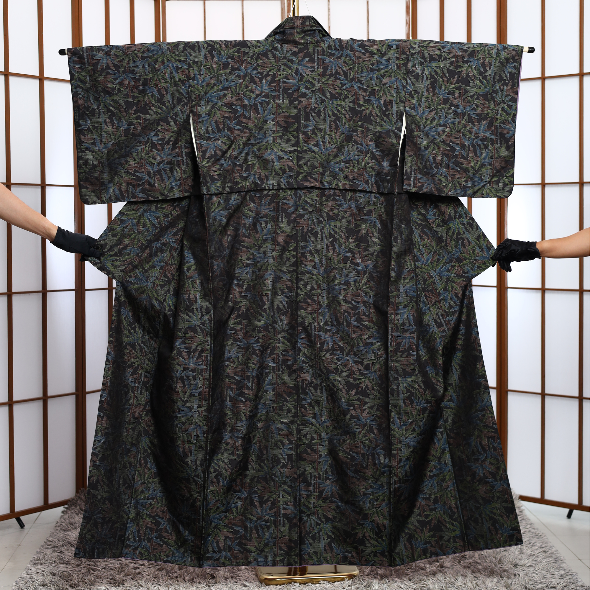 Premium Oshima Fabric: 0428-25 | Obsidian Bamboo
