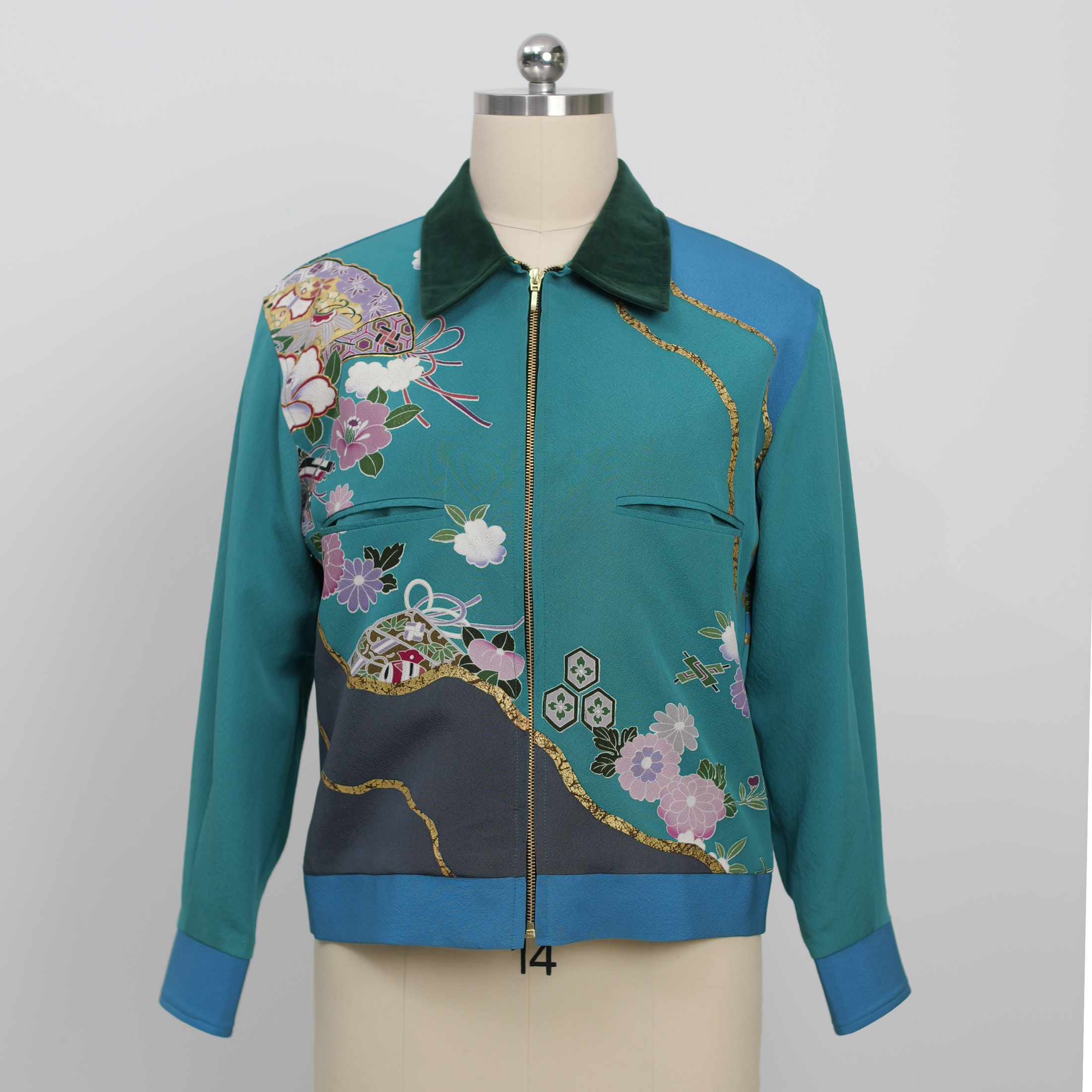 On-hand item: Zipped Up Jacket Green with flowers