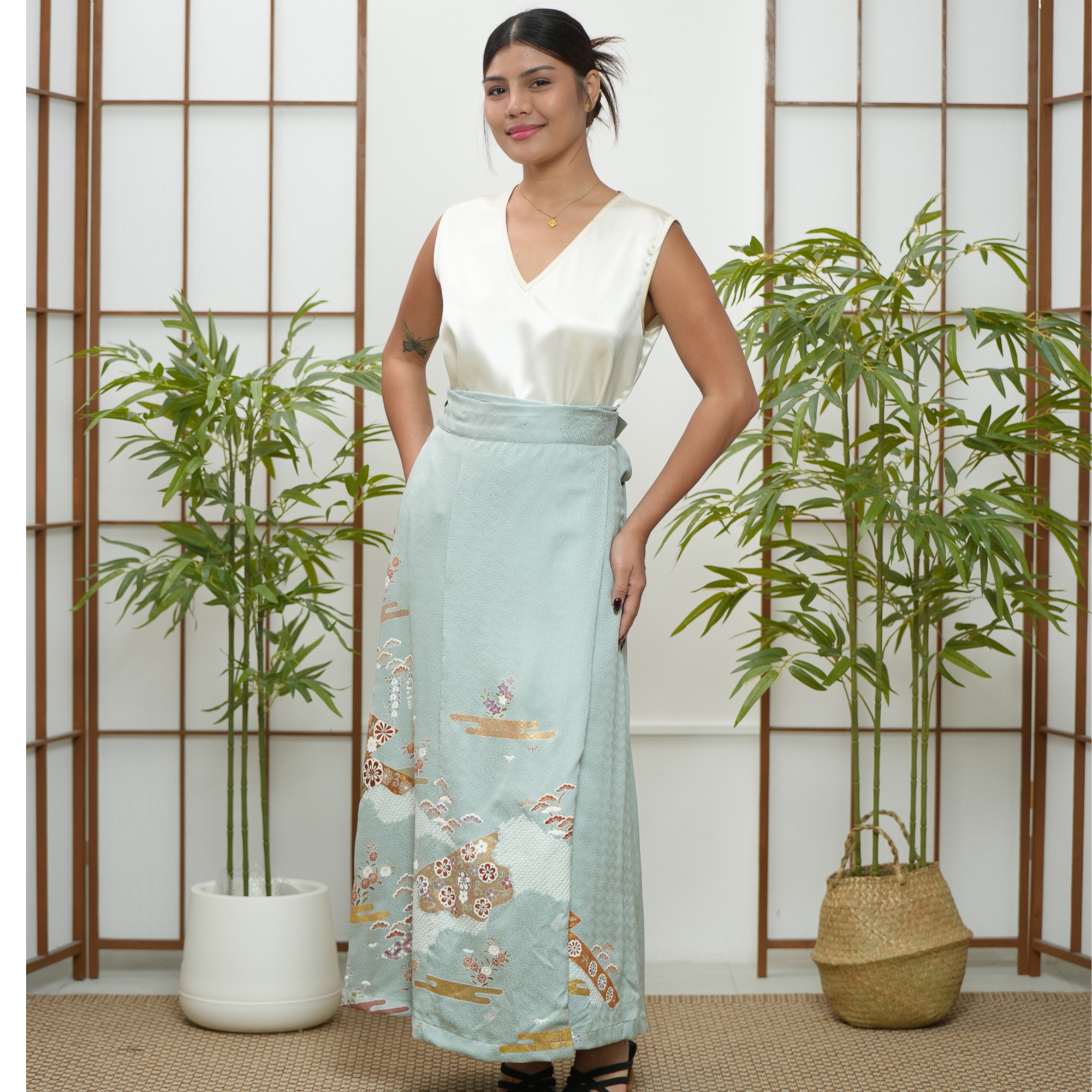 Premium On-hand: Green Wrap Skirt | WS7138Y | 1T
