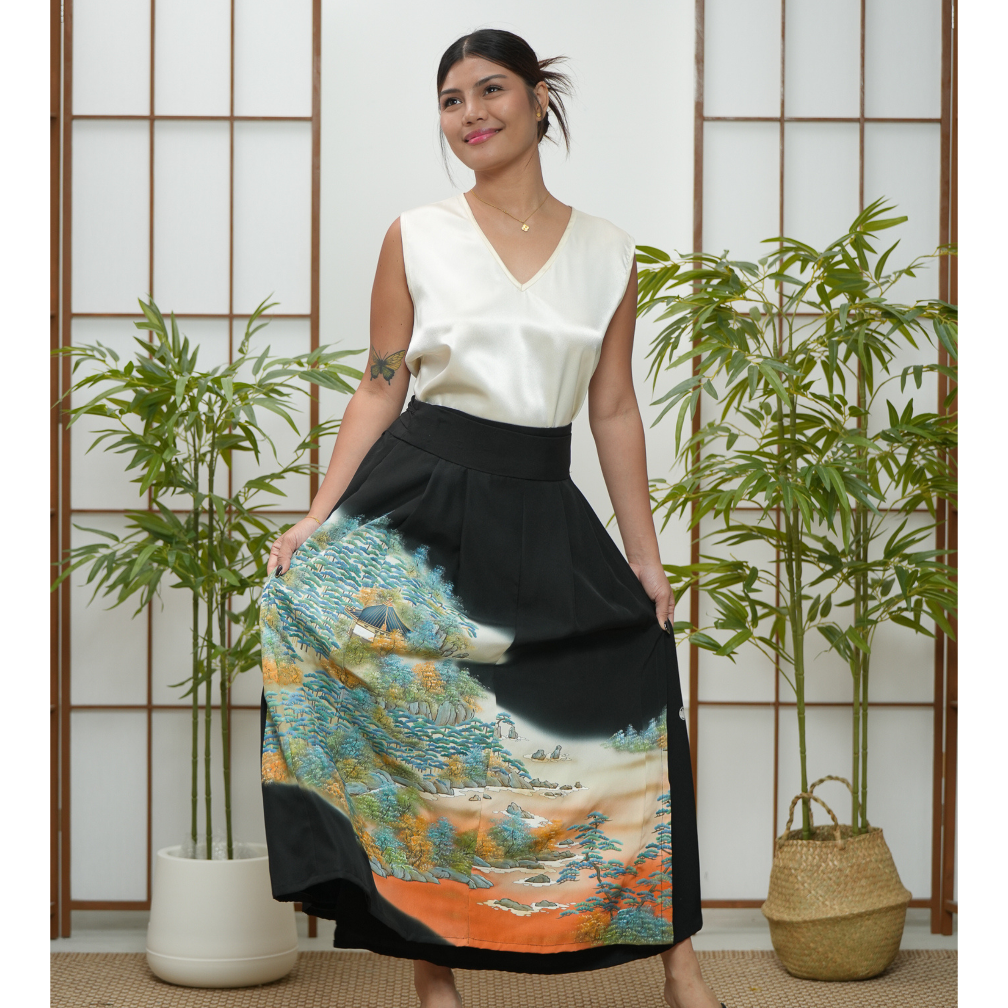 Premium On-hand: Black Hanbok Skirt | HS7744M | 1P