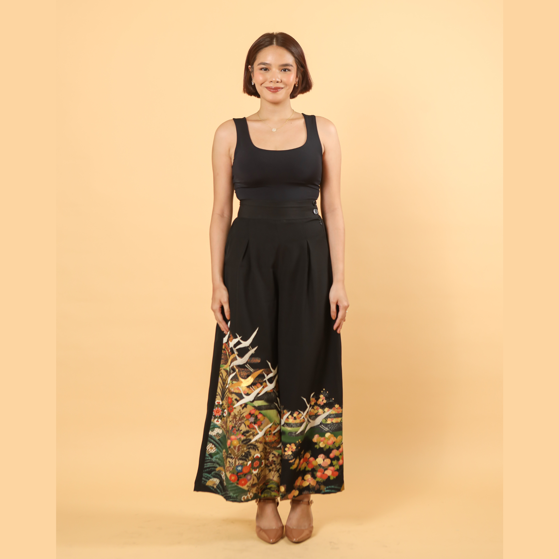 Premium On-hand: Black Palazzo Pants | XLB | PP6658 - nice embroidery!