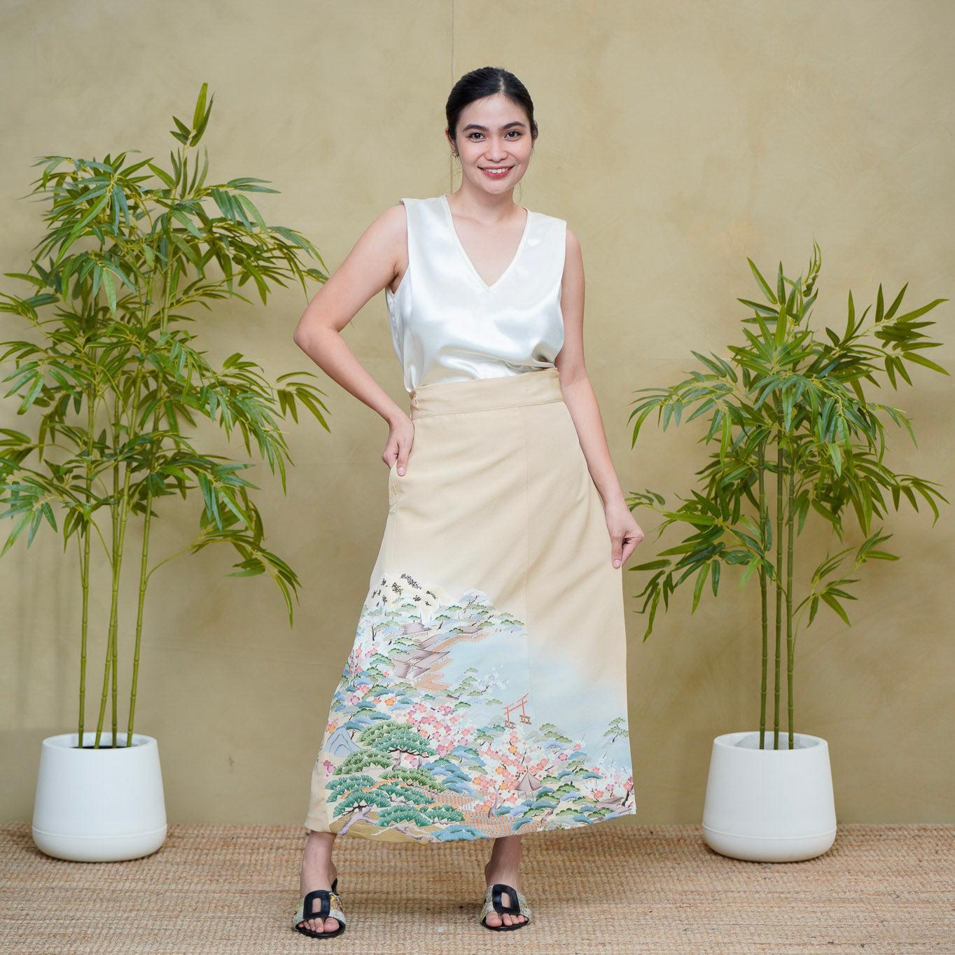 Premium On-hand: Cream Wrap Skirt | 2P | WS9395Y