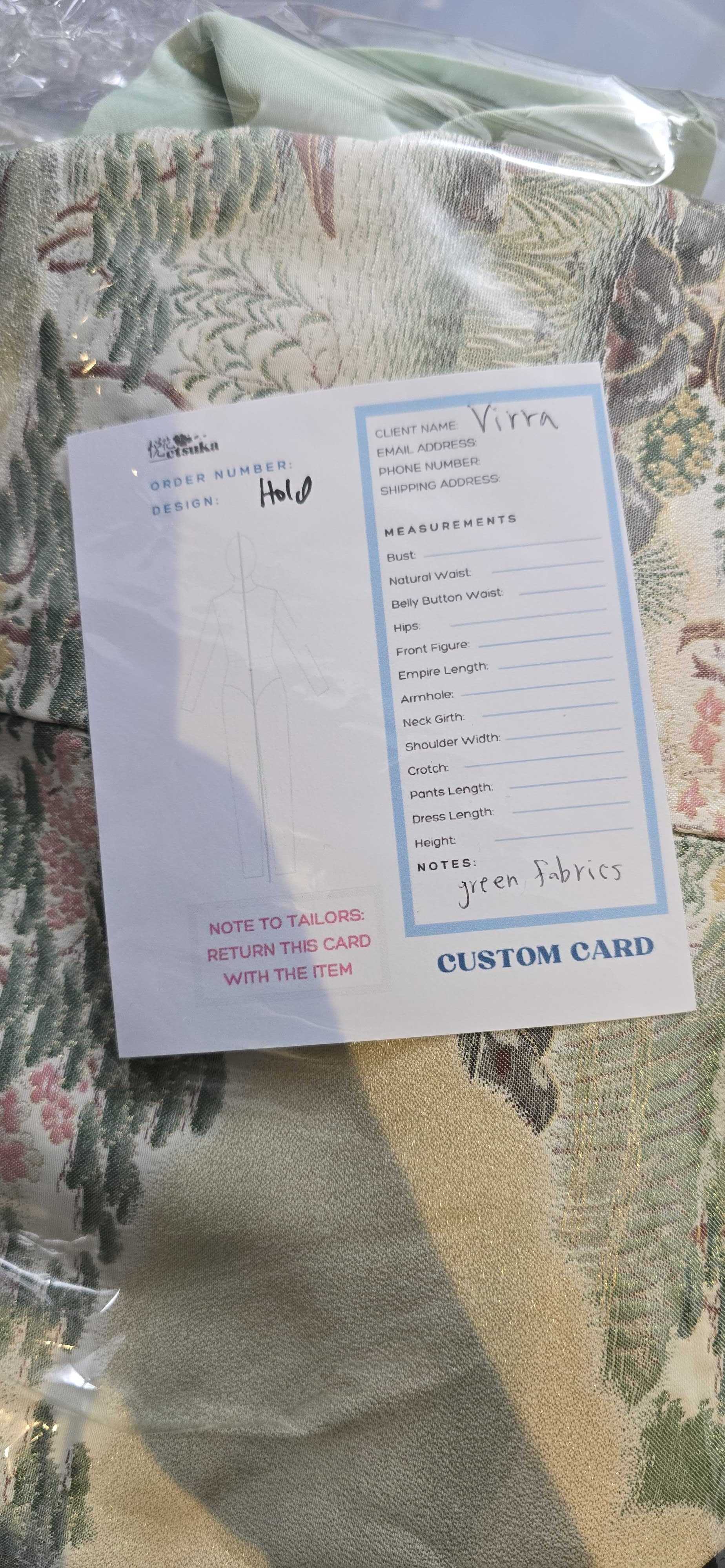 Feb1 BGC Pop-Up Fabric: Green fabric for Virra (Cheongsam Dress)