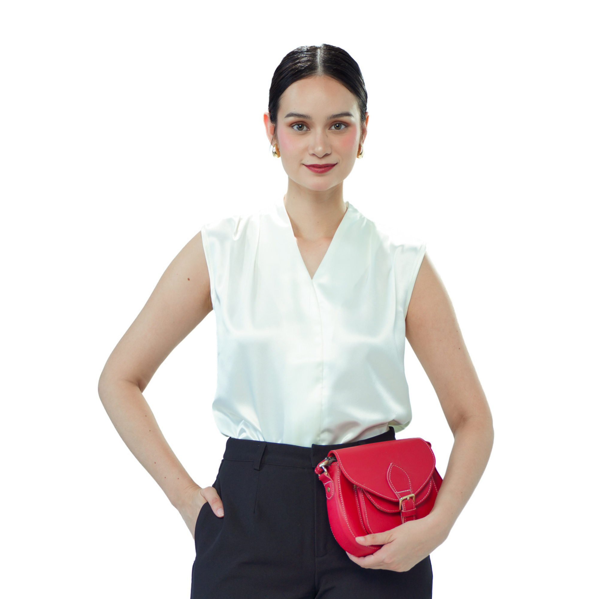 On-hand item: White Silk Cotton High neck top