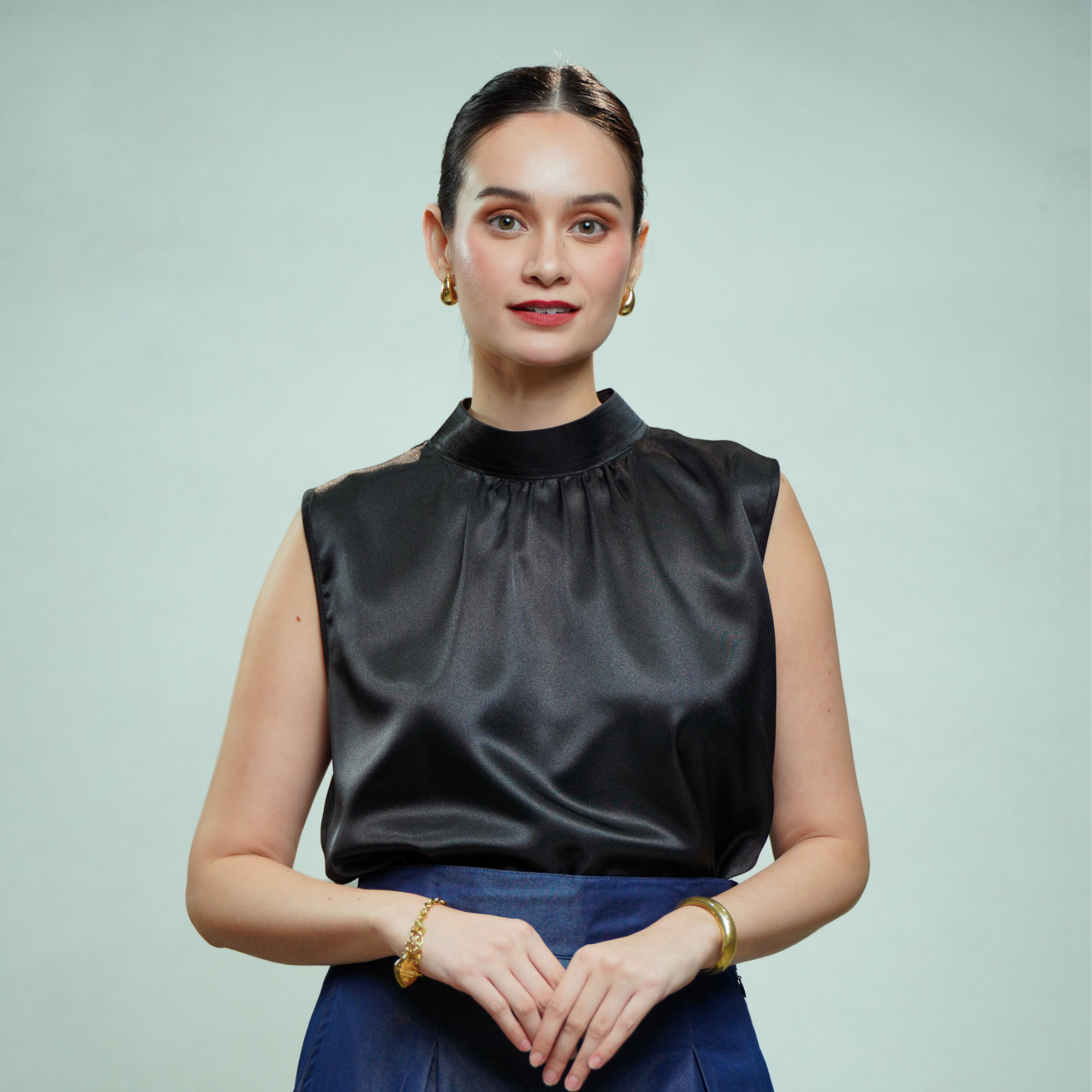 On-hand item: Black Silk Cotton Turtleneck top