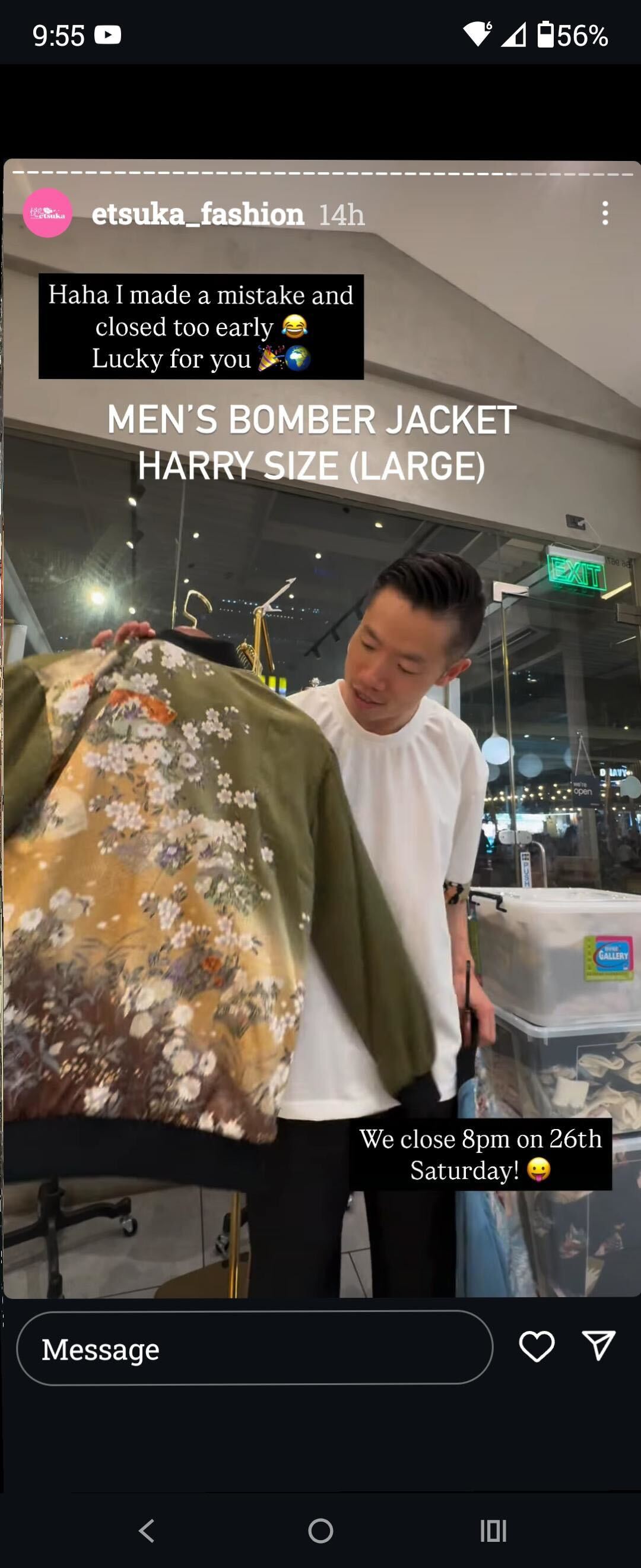 Ap14 On-hand: Men’s Bomber Jacket (Green) Harry size Large | Free shipping