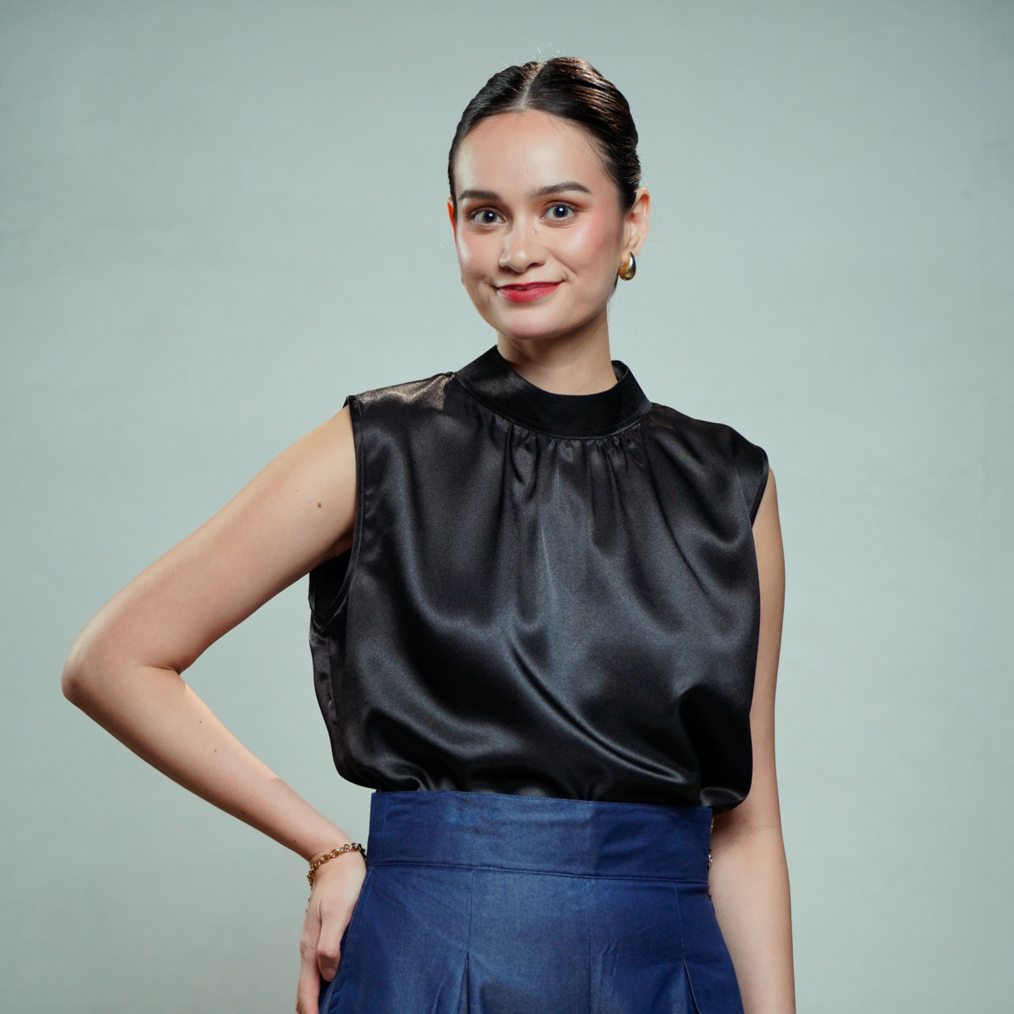 On-hand item: Black Silk Cotton Turtleneck top