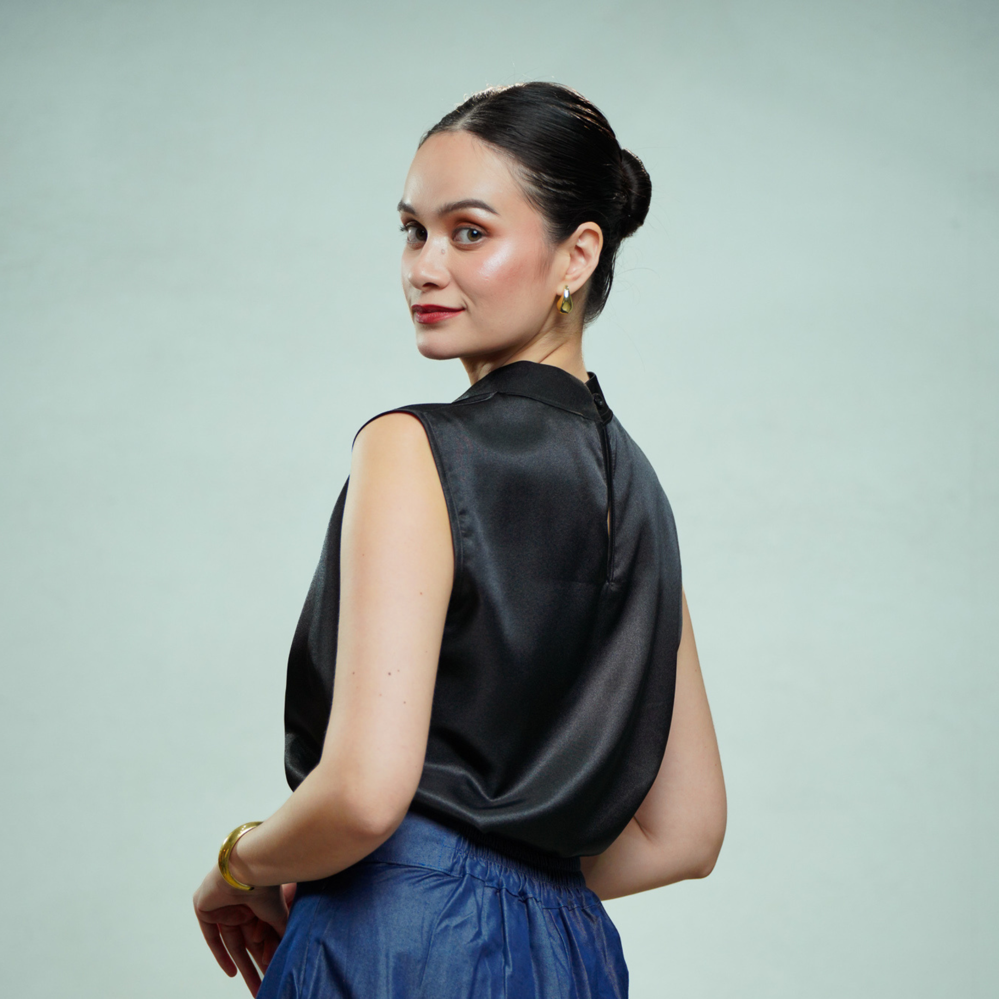On-hand item: Black Silk Cotton Turtleneck top