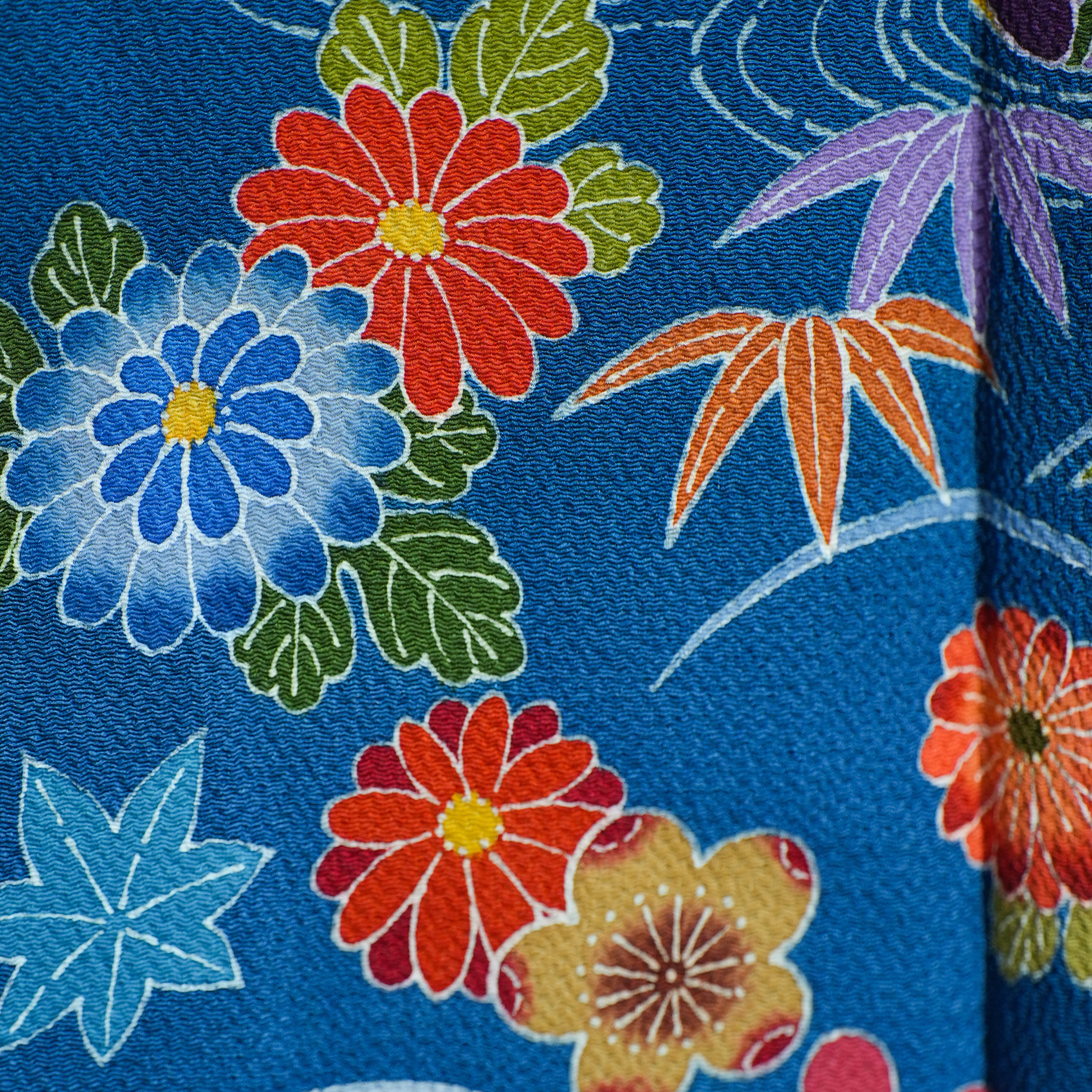 Bai Fabric: 0316-24- Blue vibrant flowers