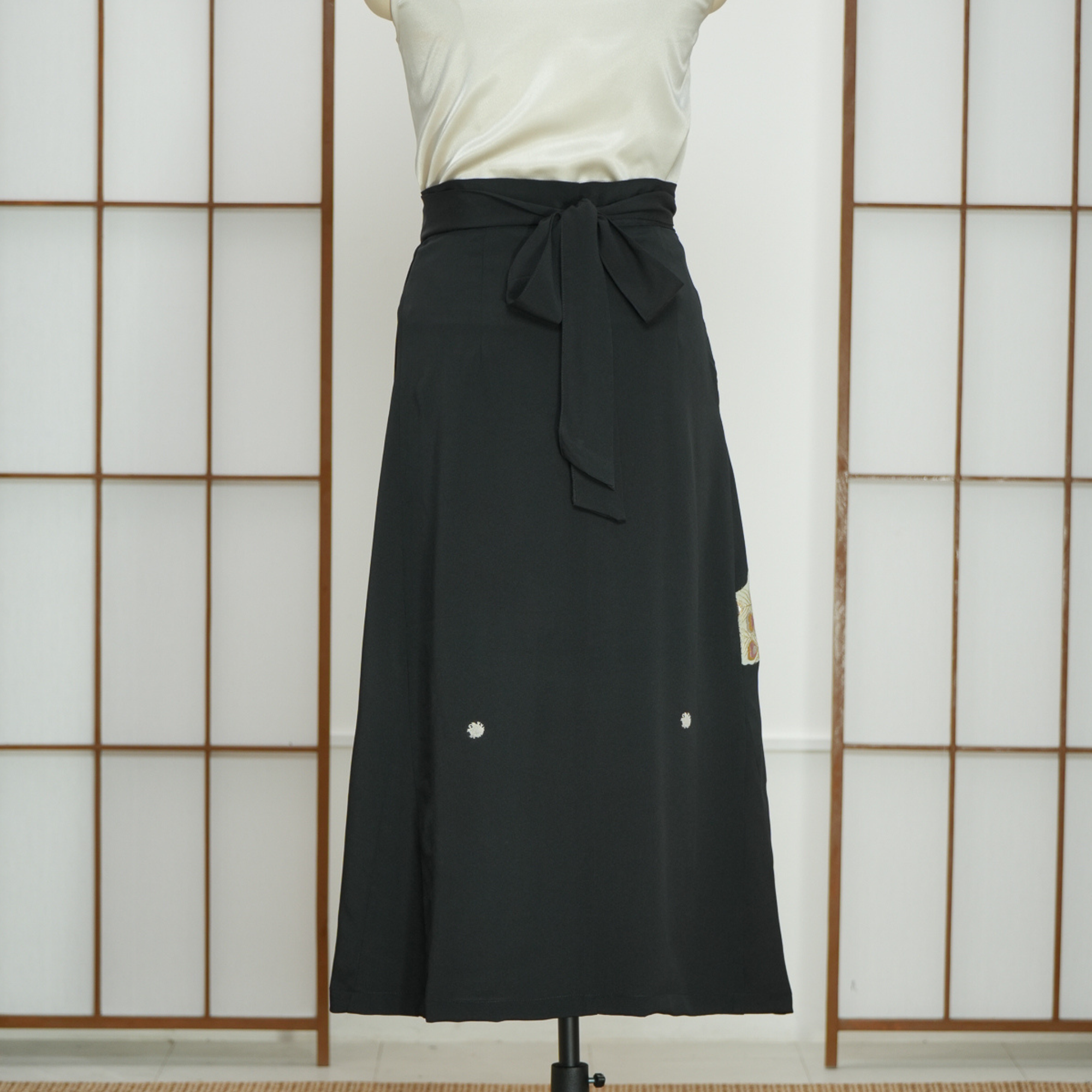 Premium On-hand: Black Wrap Skirt | WS7838Y | 2P - embroidered piece!