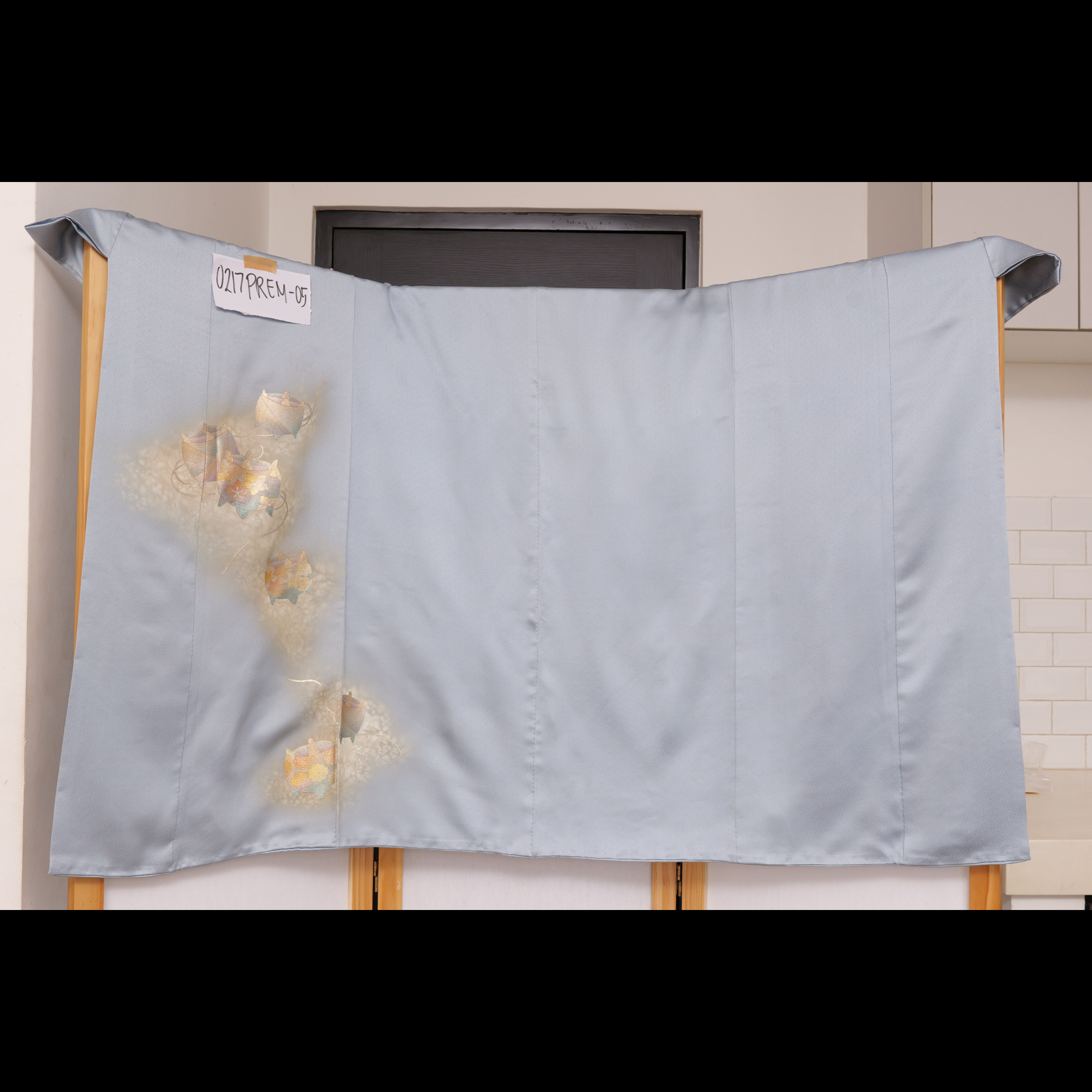 Premium Fabric: 0217PREM-05 | Elegant blue with gold embossed