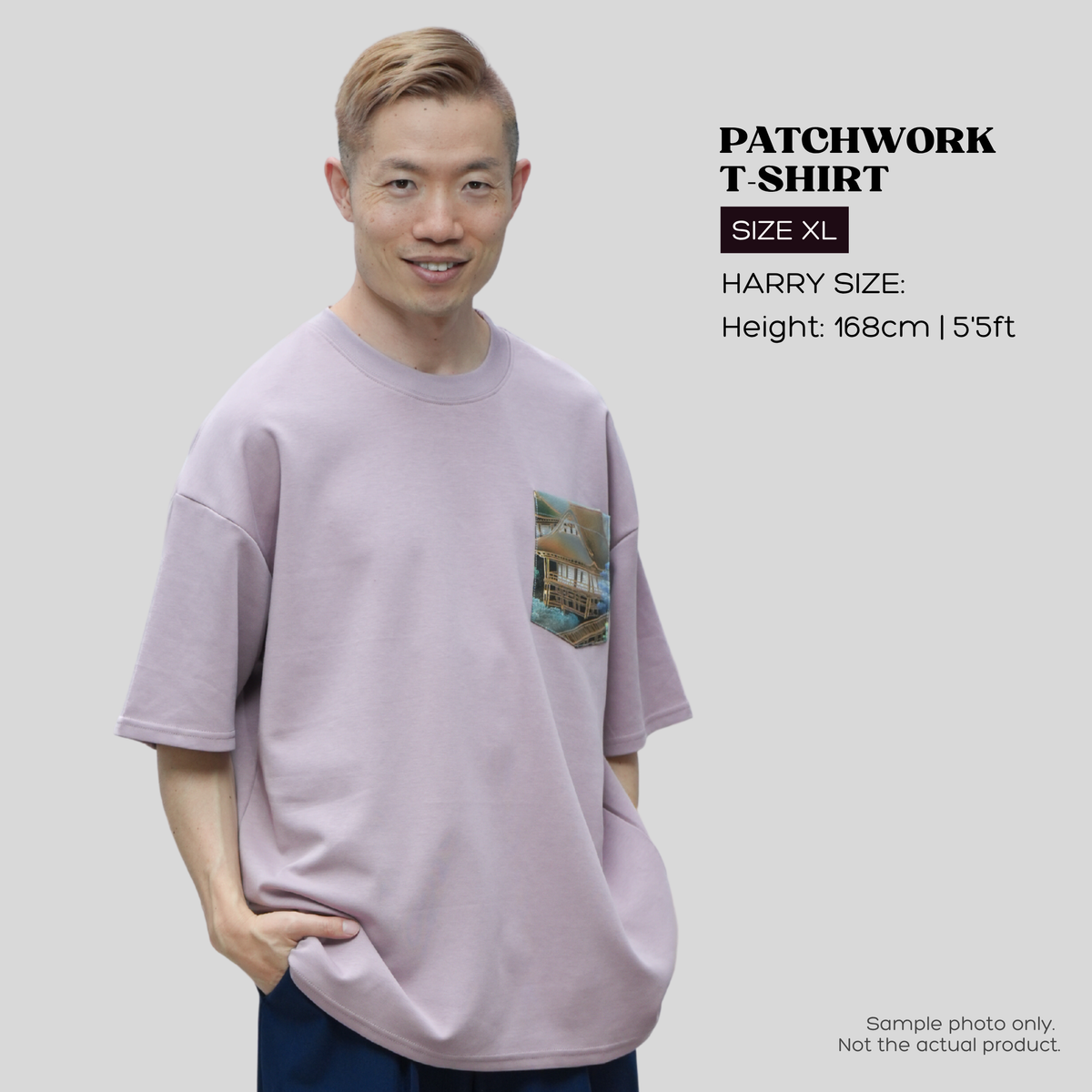 On-hand:  Navy Men's Patchwork Shirt | XL Size | TS7266 -O