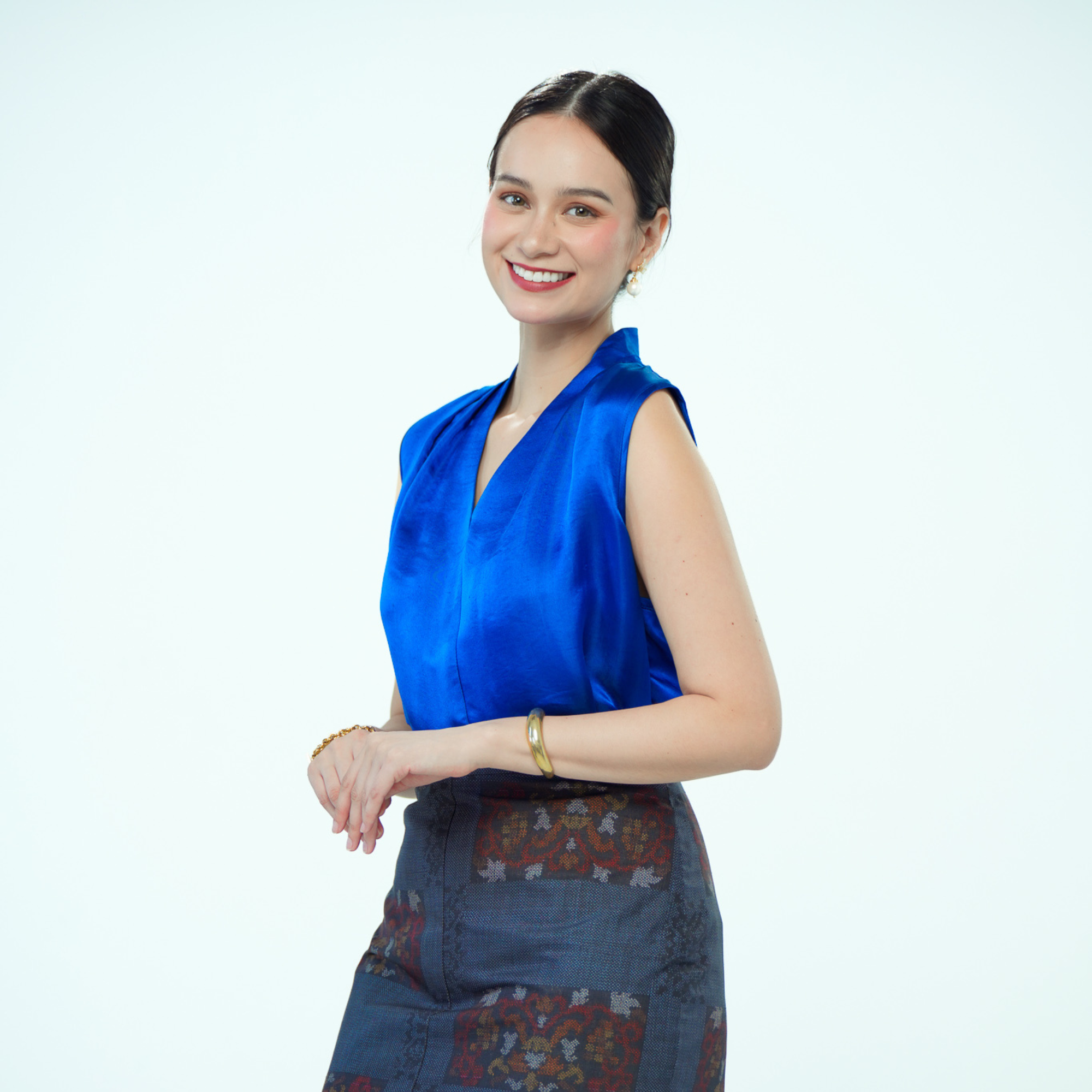On-hand item: Samurai Blue Silk Cotton High-neck top