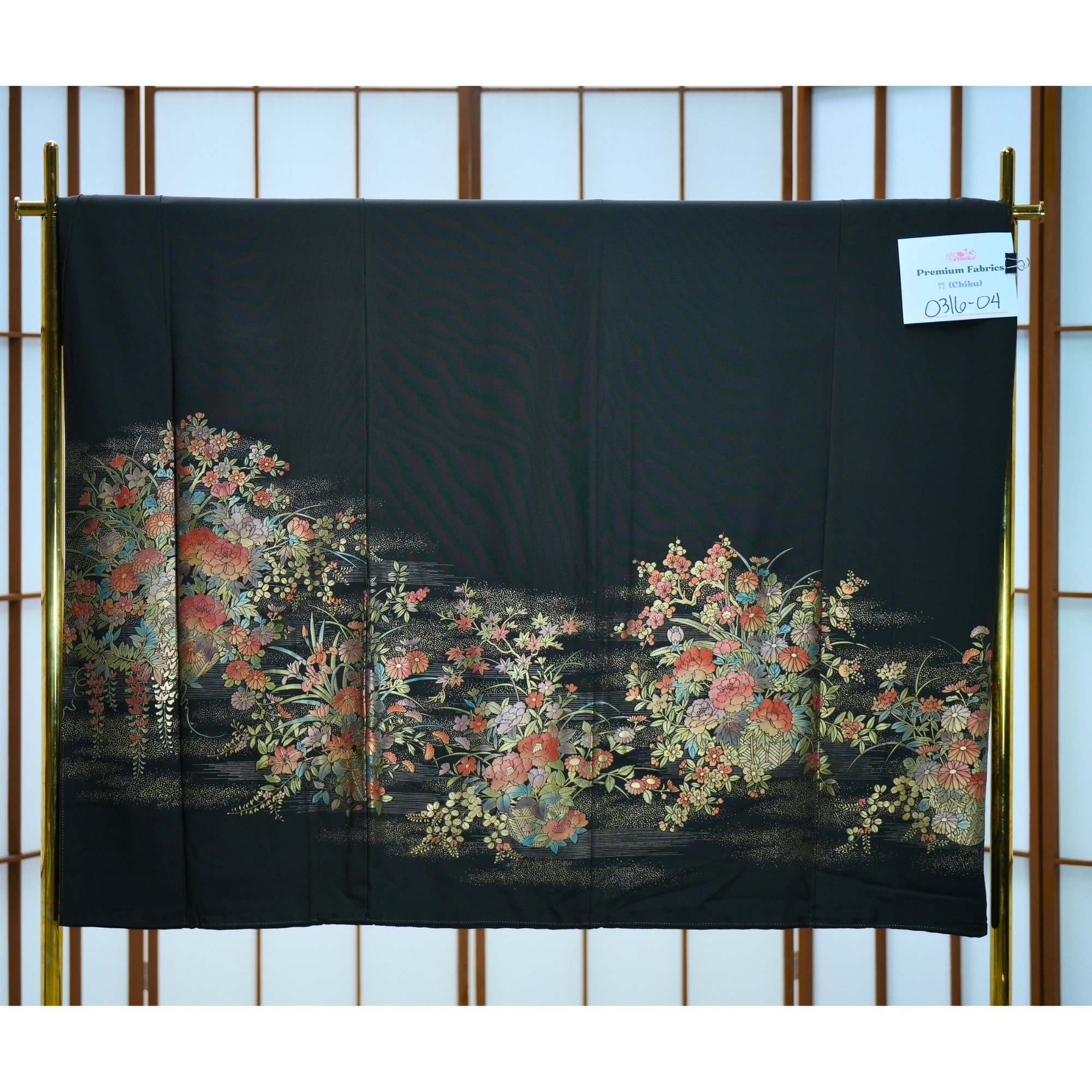 Premium Fabric - sho: 0316-04 - Black and leaves embossed (my most beautiful fabric in this collection)