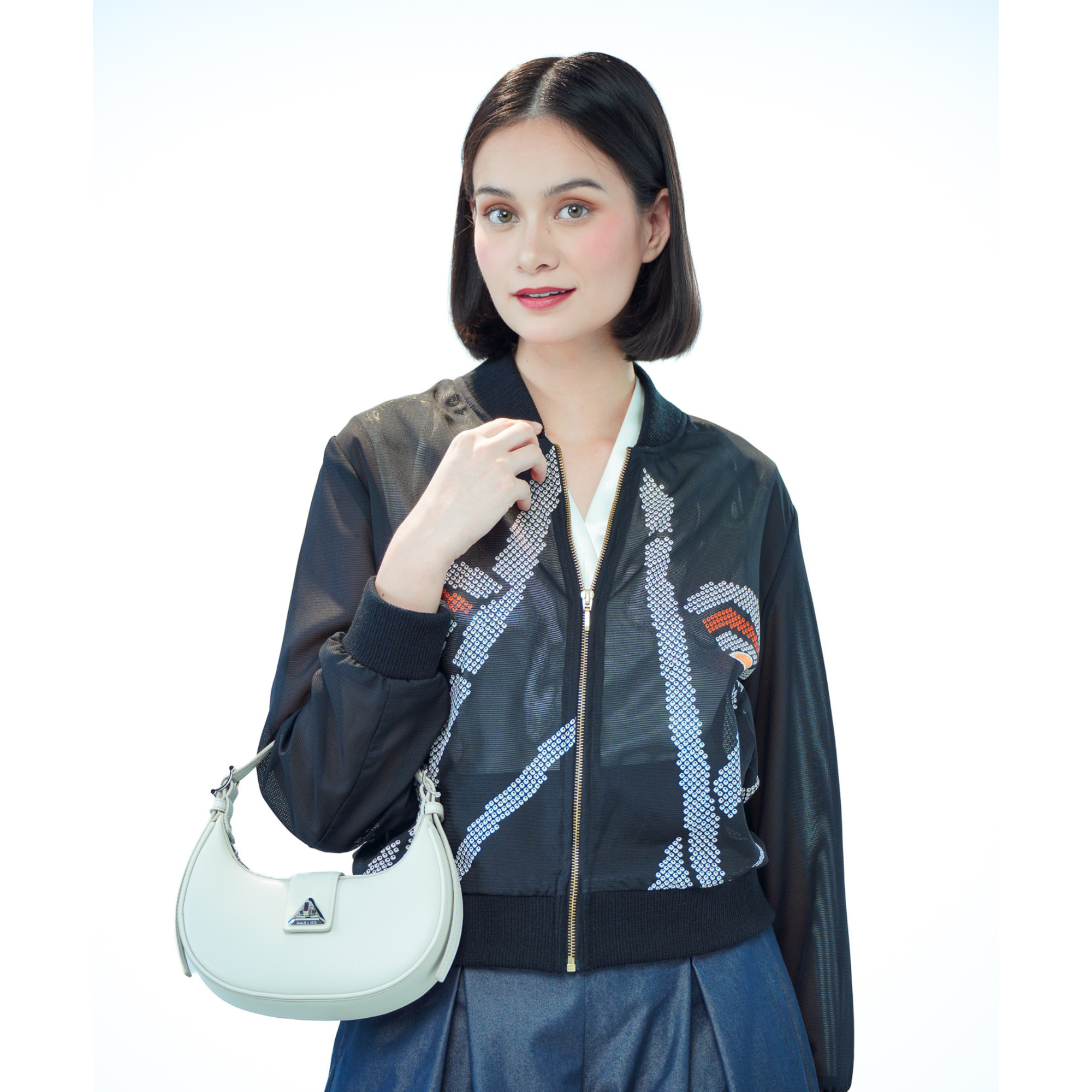 Premium On-hand: Black see-through Bomber Jacket | BJ7923M | XLB