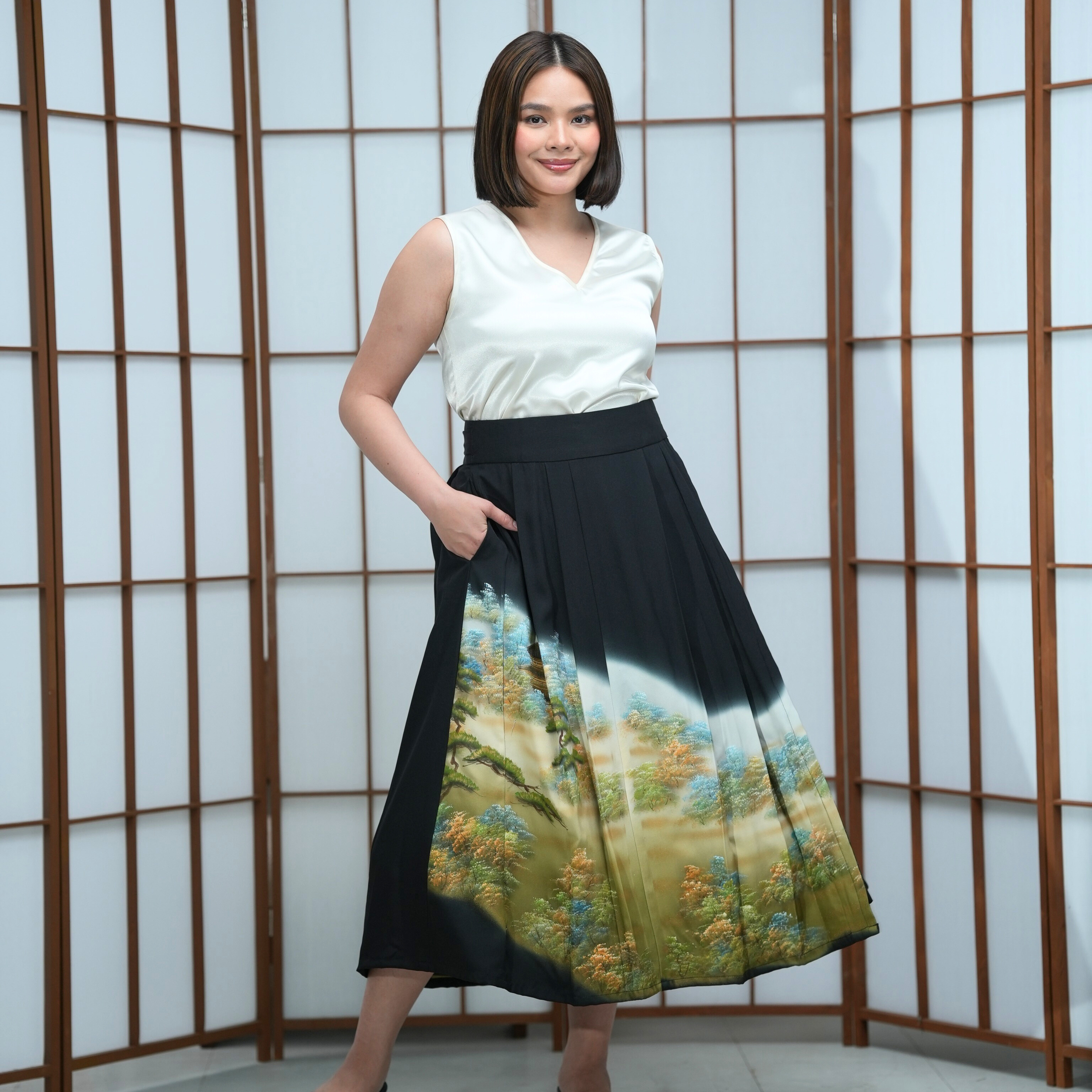 Premium On-hand: Black Hanbok Skirt | 1P | HS7016