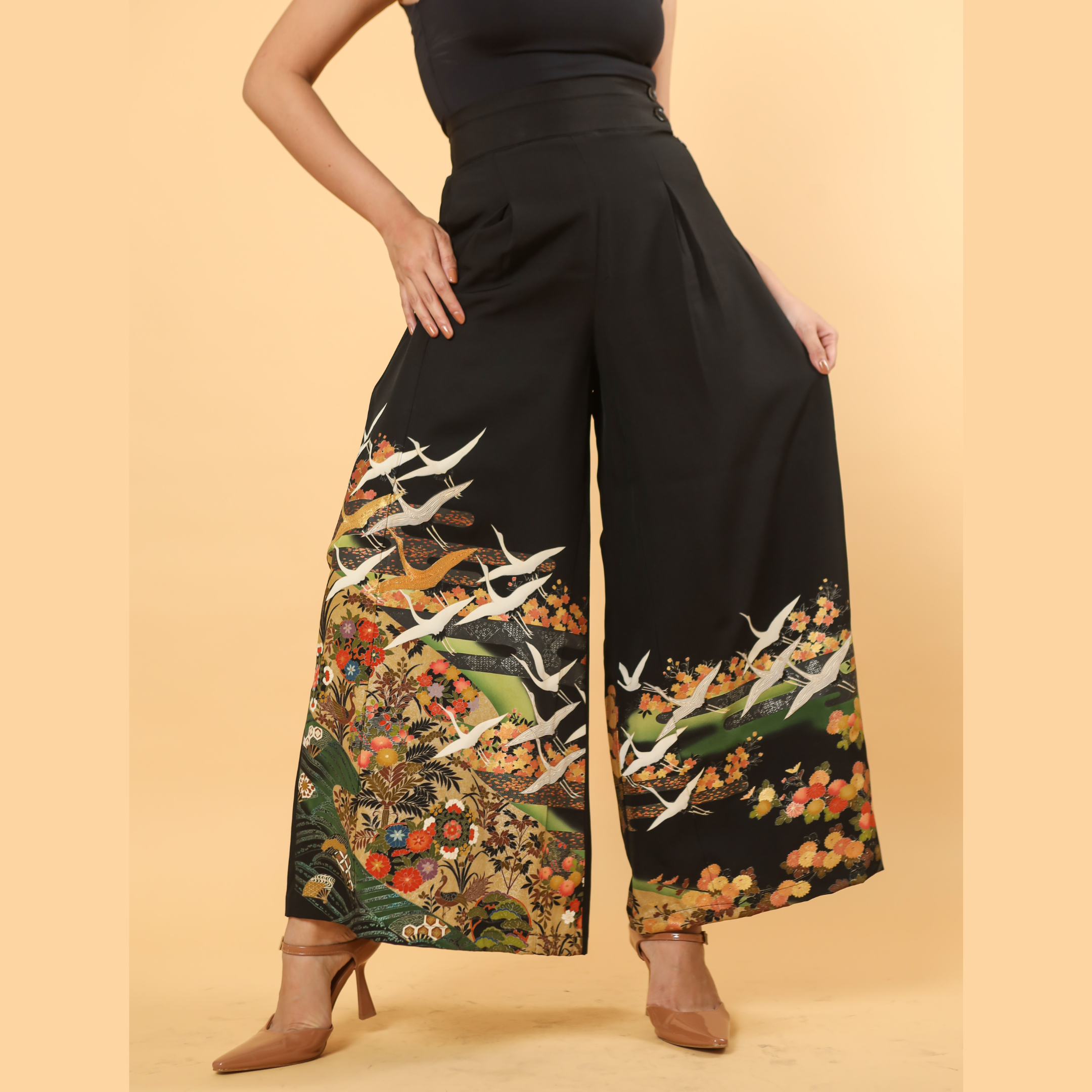 Premium On-hand: Black Palazzo Pants | XLB | PP6658 - nice embroidery!