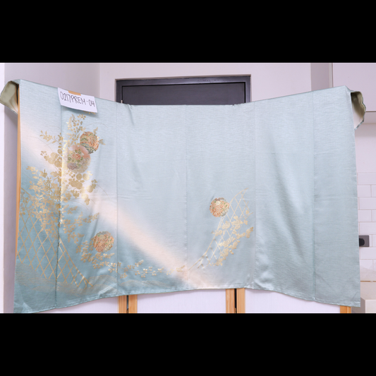 Premium Fabric: 0217PREM-04 | Emerald green blue gold embossed