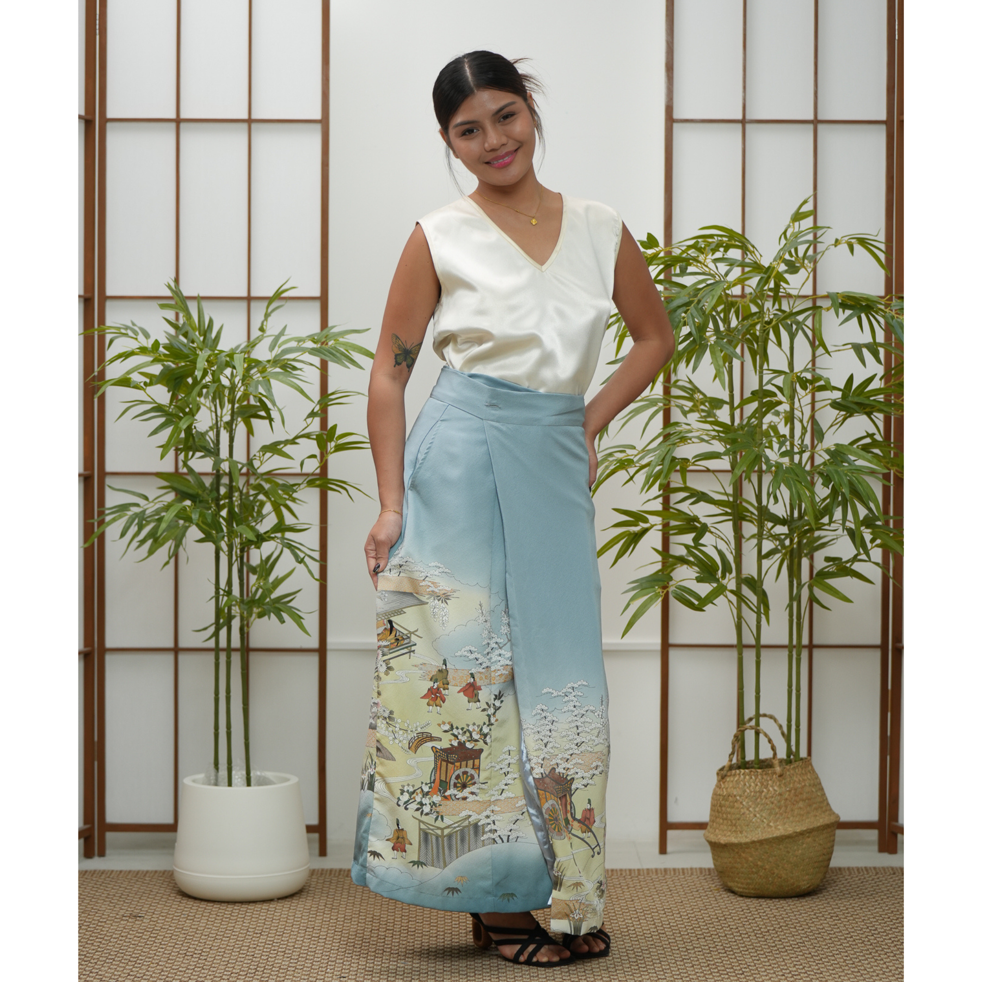 Premium On-hand: Blue Wrap Skirt | WS7143Y | 1T